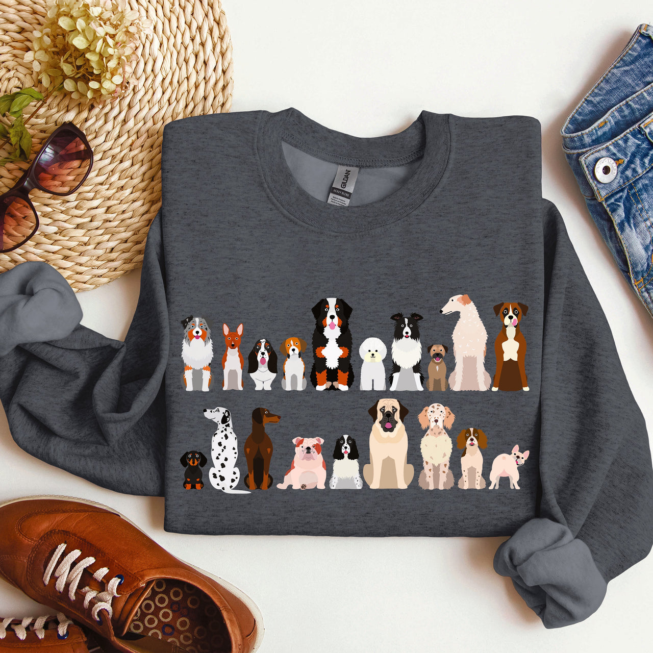 Dog Breeds Farm Animal Lover Portrait Collection For Canine Enthusiasts Sweatshirt