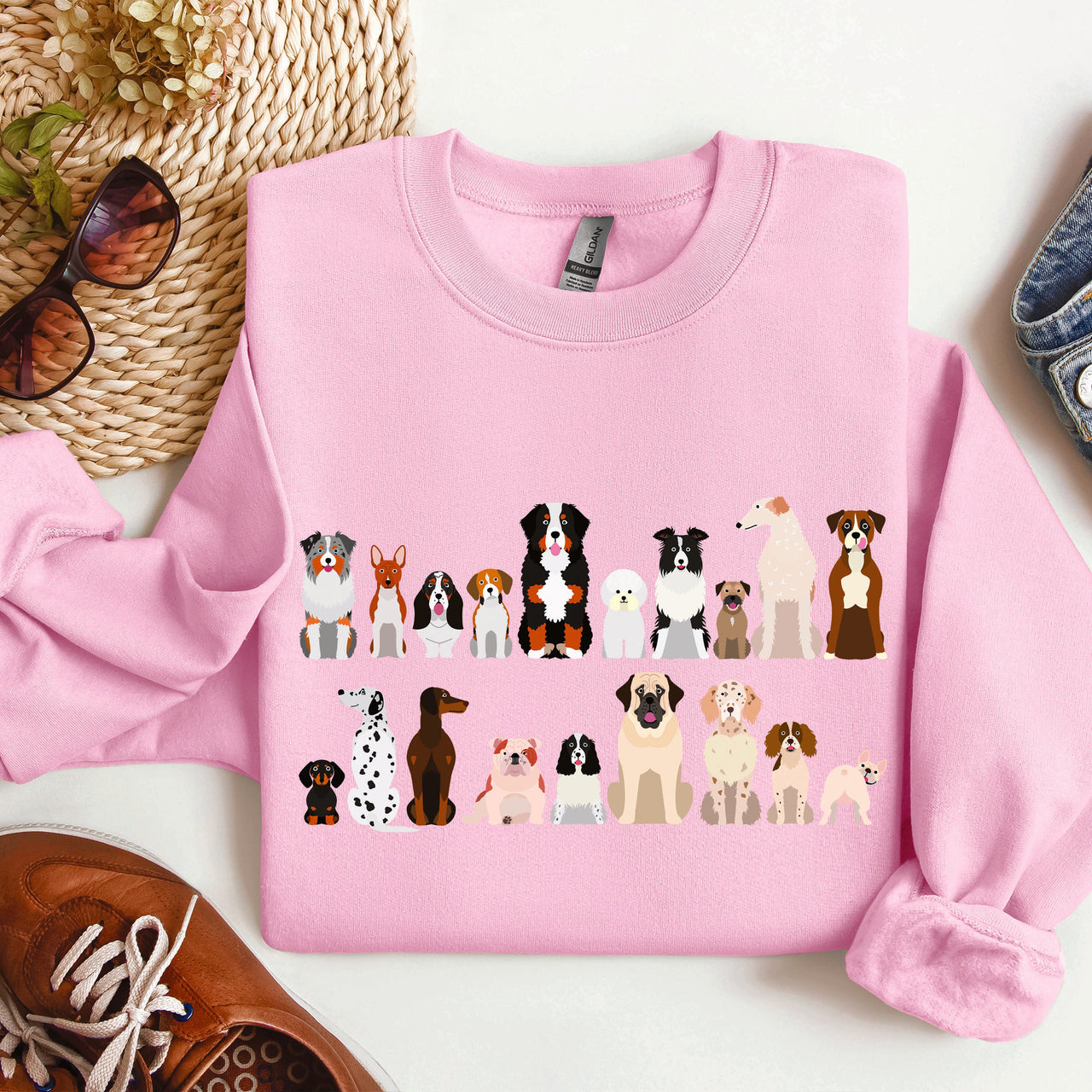 Dog Breeds Farm Animal Lover Portrait Collection For Canine Enthusiasts Sweatshirt
