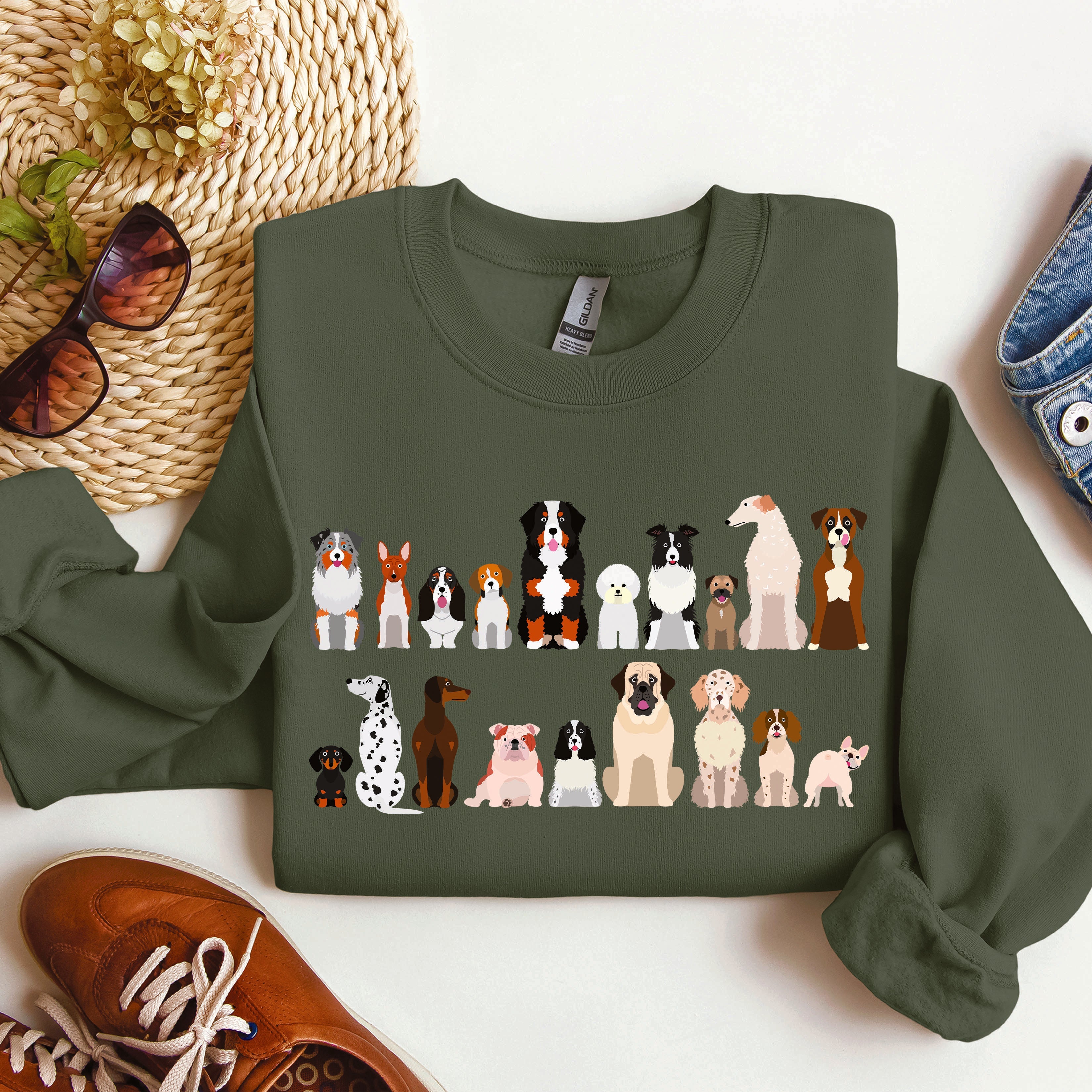 Dog Breeds Farm Animal Lover Portrait Collection For Canine Enthusiasts Sweatshirt