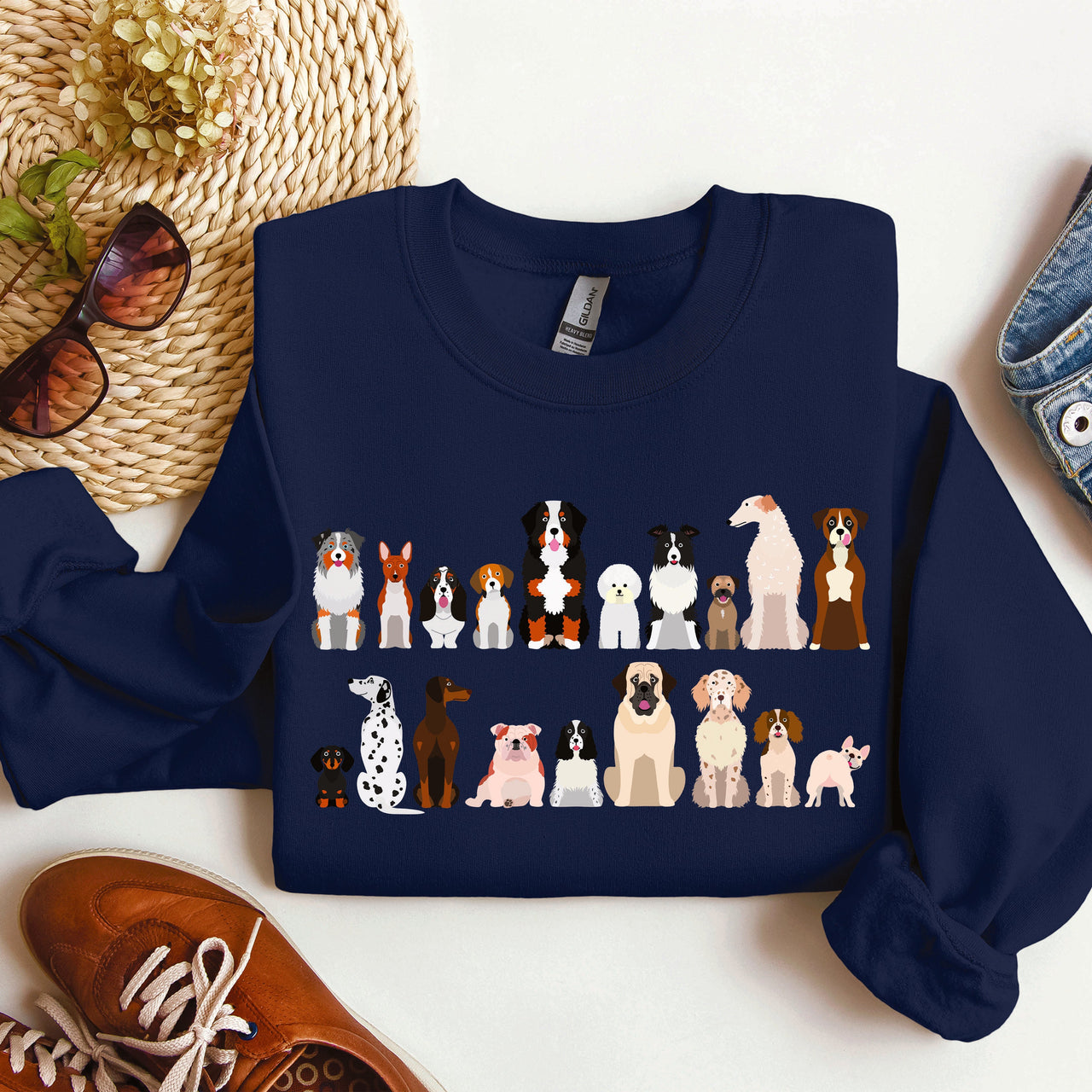 Dog Breeds Farm Animal Lover Portrait Collection For Canine Enthusiasts Sweatshirt