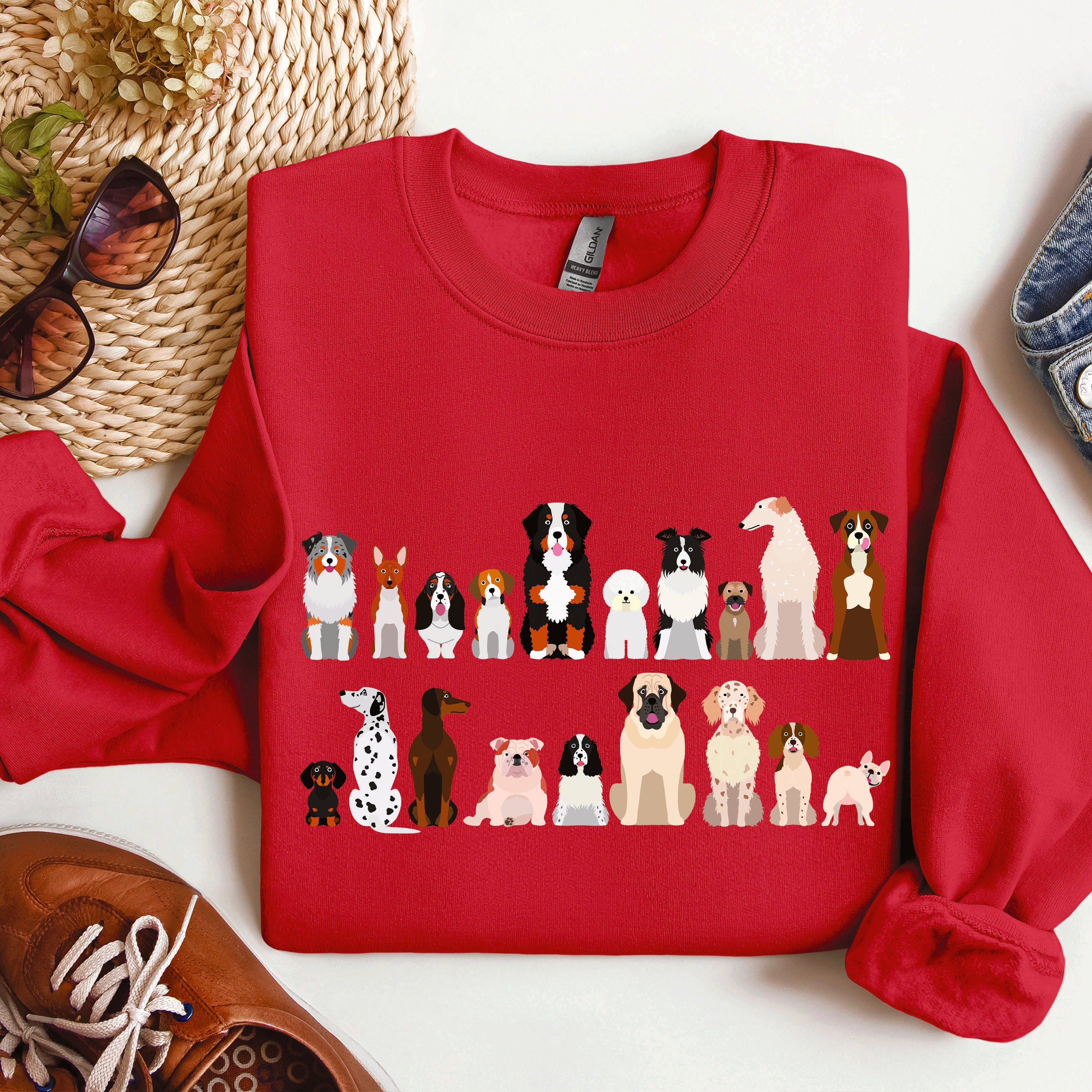 Dog Breeds Farm Animal Lover Portrait Collection For Canine Enthusiasts Sweatshirt