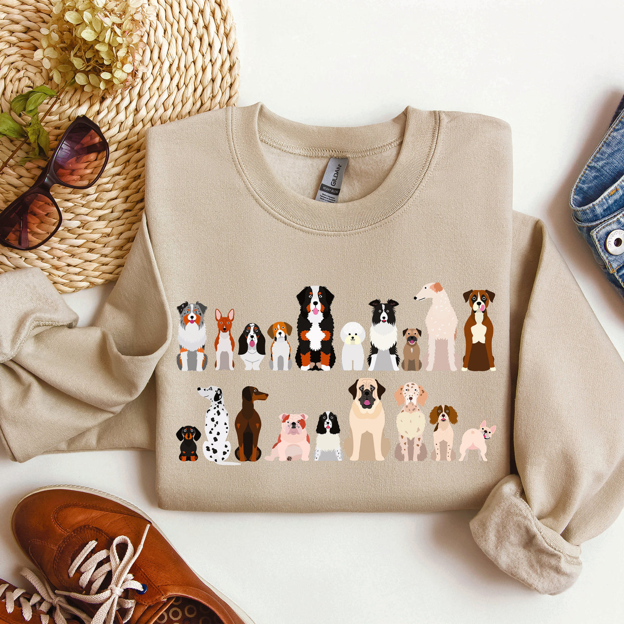 Dog Breeds Farm Animal Lover Portrait Collection For Canine Enthusiasts Sweatshirt
