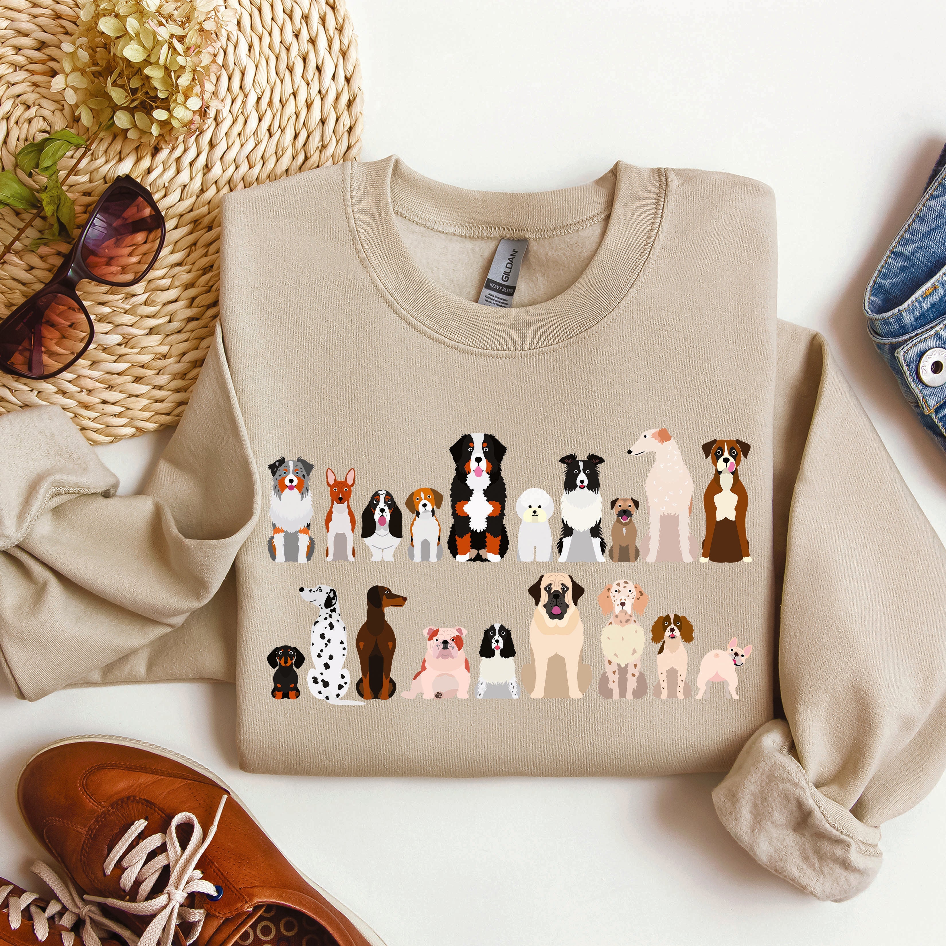 Dog Breeds Farm Animal Lover Portrait Collection For Canine Enthusiasts Sweatshirt