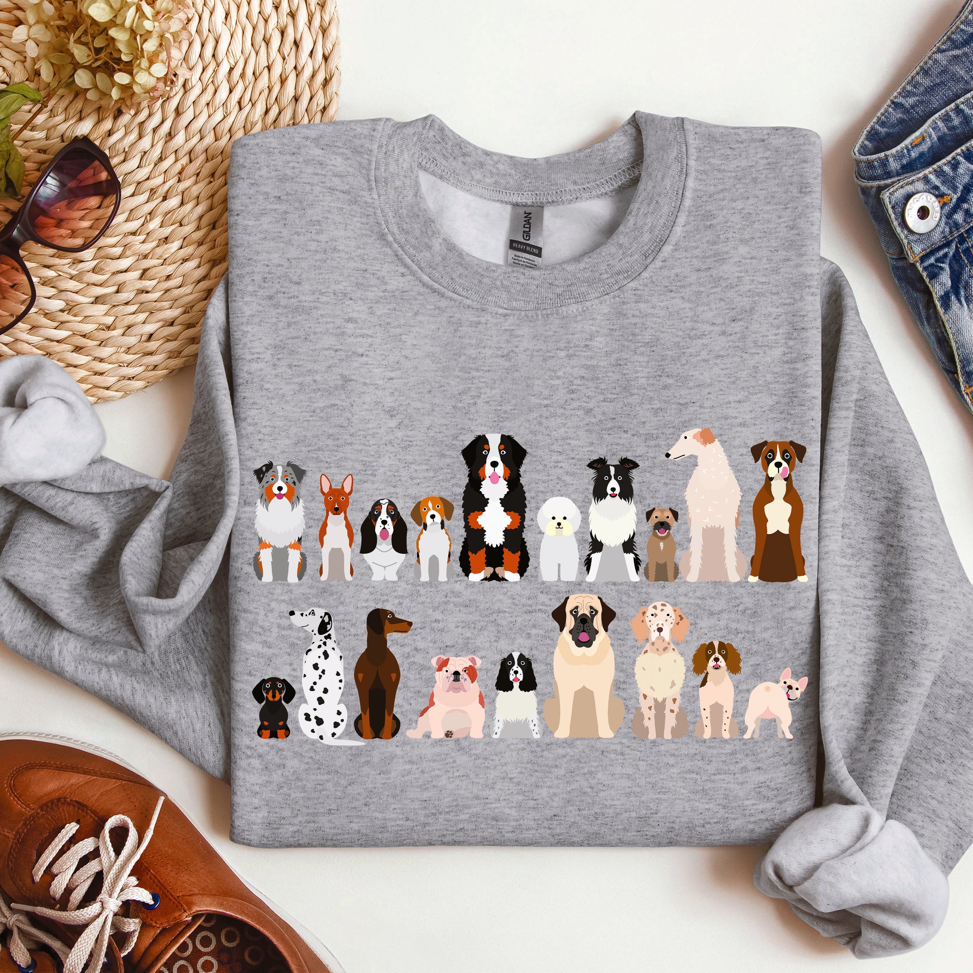 Dog Breeds Farm Animal Lover Portrait Collection For Canine Enthusiasts Sweatshirt