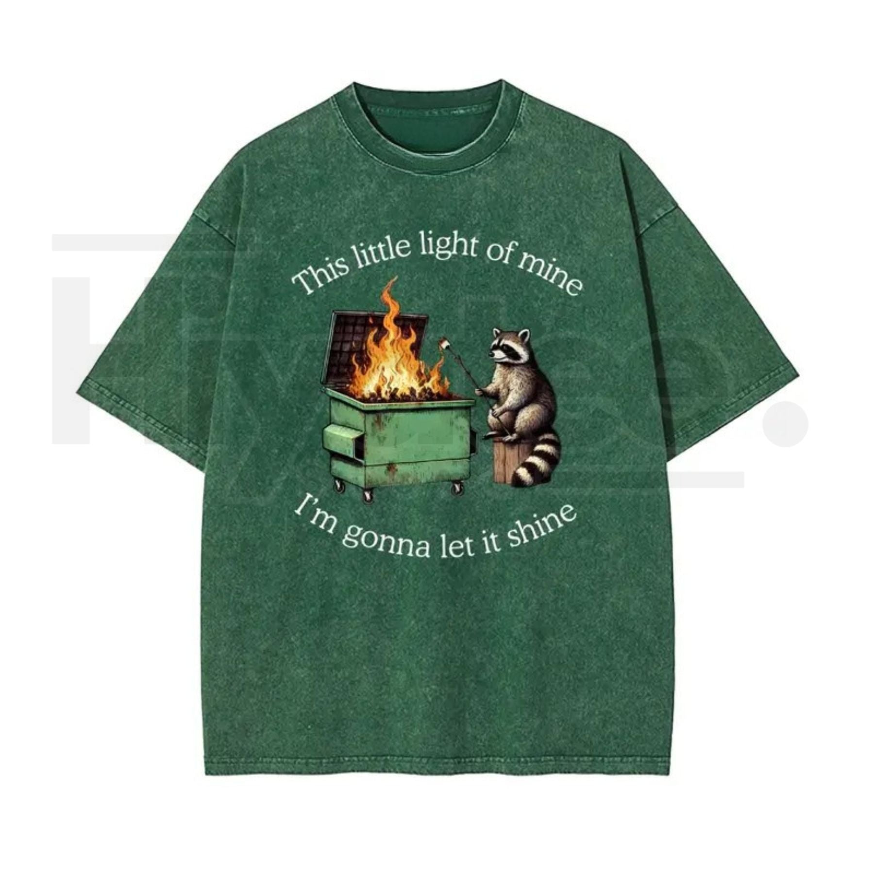 Raccoon “Let It Shine” Vintage Washed T-Shirt – Oversized Batik Cotton Inspirational Graphic Tee