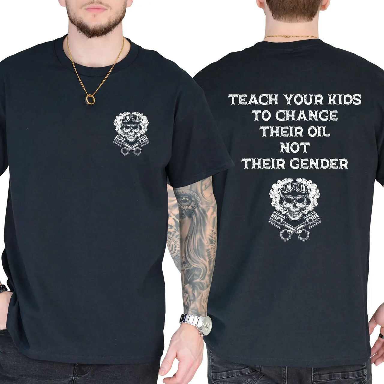 Teach Your Kids To Change Their Oil Not Their Gender T-Shirt – Bold Statement Graphic Tee, Unisex Cotton Casual Shirt
