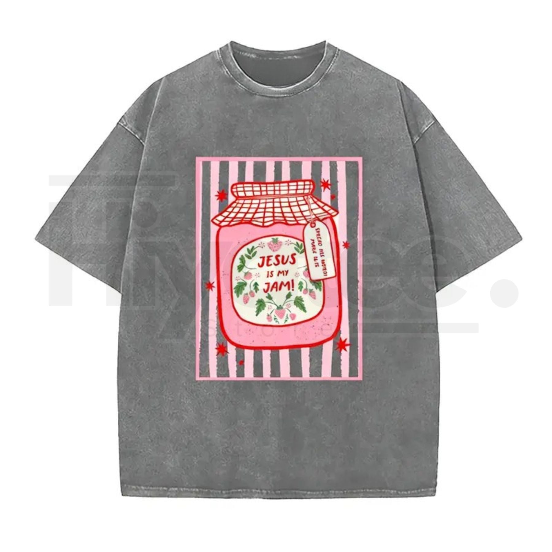 Jesus Is My Jam Vintage Washed T-Shirt – Christian Strawberry Graphic Cotton Tee