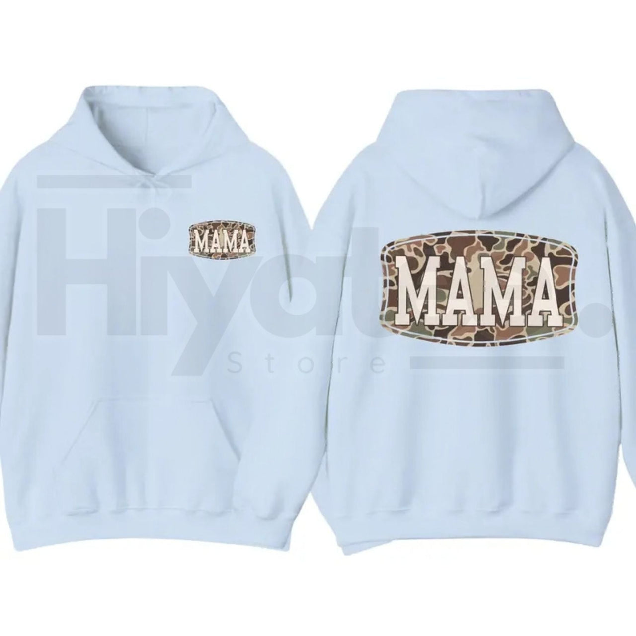 Camo Mama 2-Sided Hoodie – Trendy Camouflage Graphic Pullover, Cool Streetwear Mother’s Day Gift for Moms