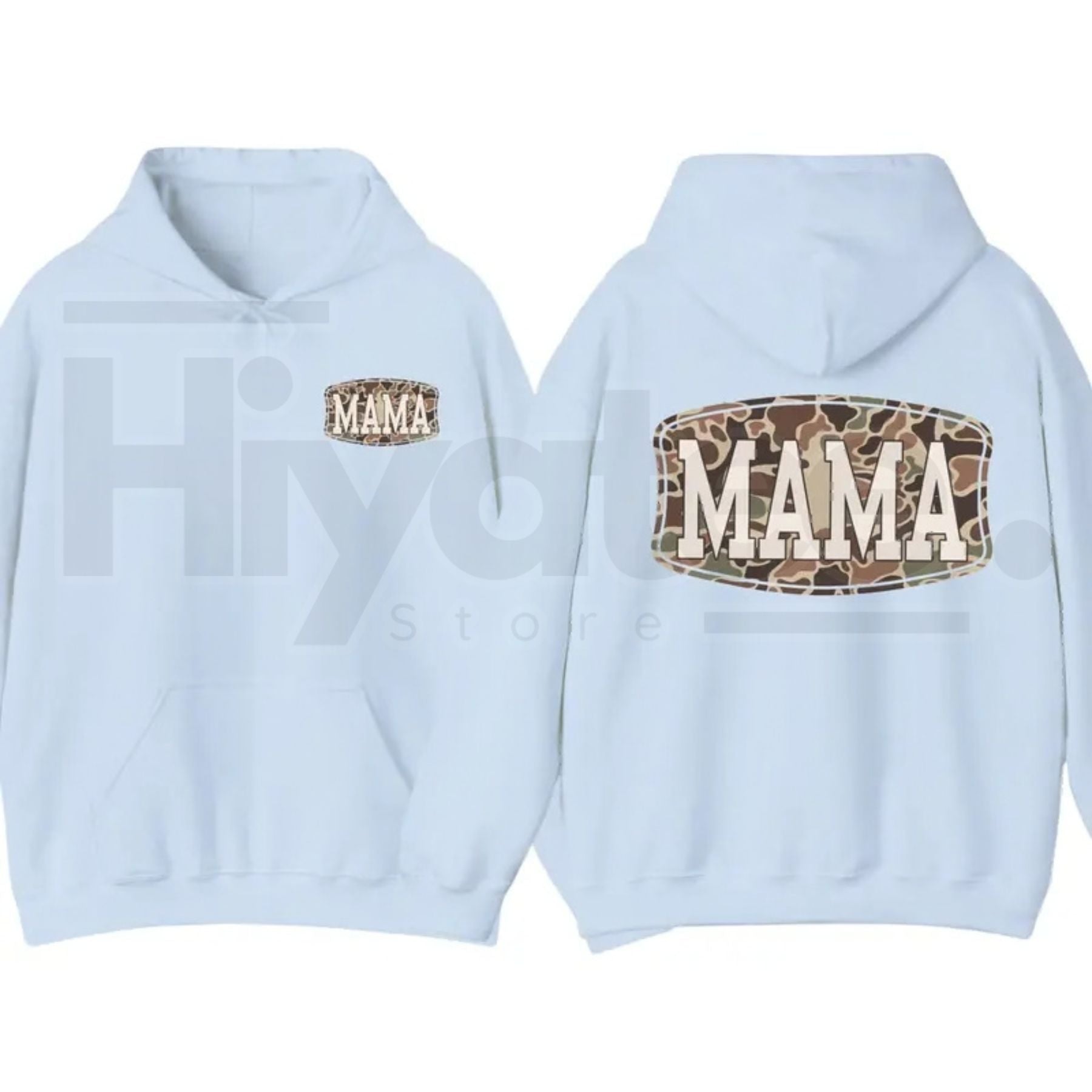 Camo Mama 2-Sided Hoodie – Trendy Camouflage Graphic Pullover, Cool Streetwear Mother’s Day Gift for Moms