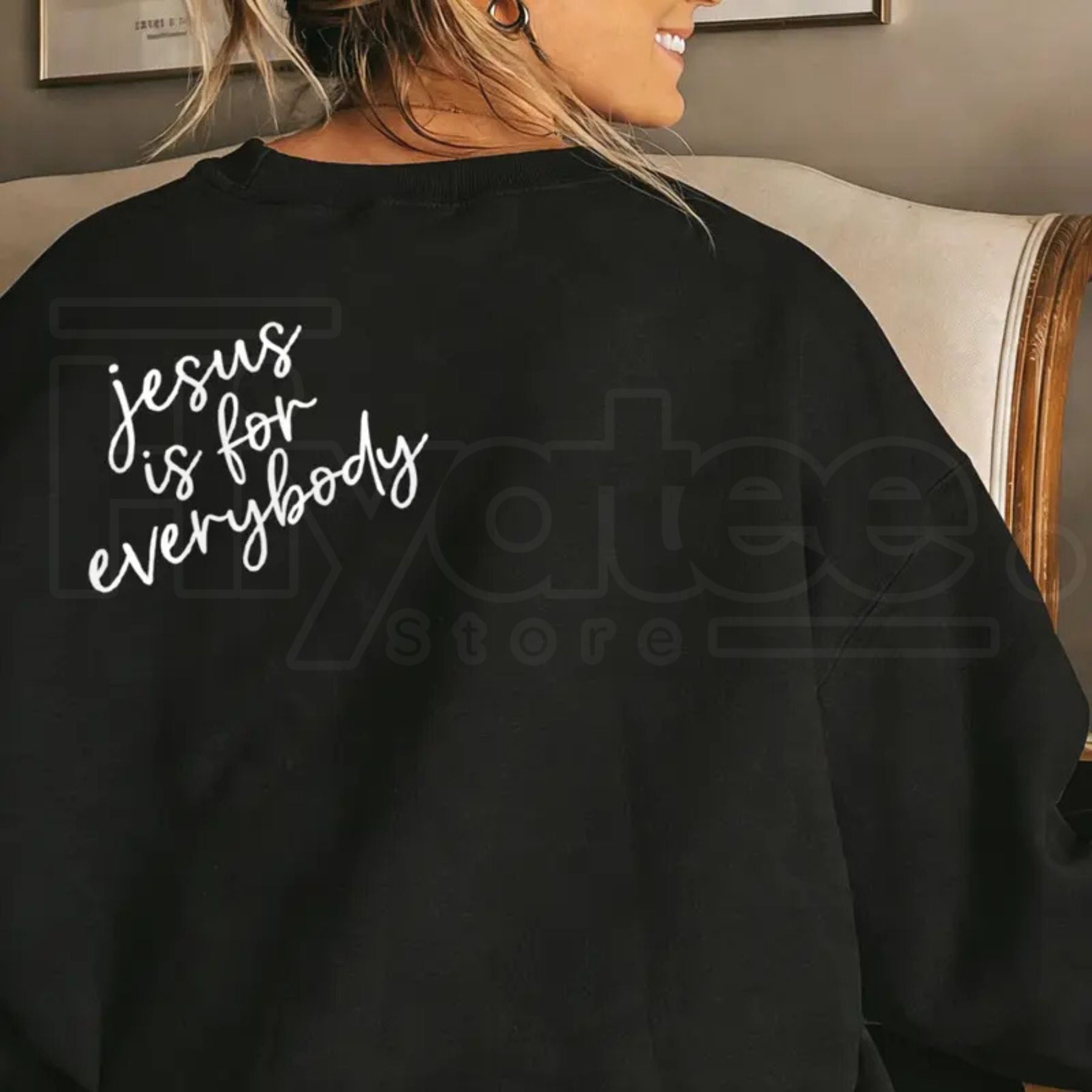 Jesus Is For Everybody Graphic Oversized Crewneck: Christian Faith Faith Casual Pullover