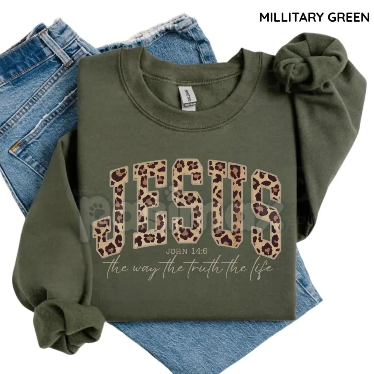 Christian Jesus Leopard Sweatshirt | Cheetah Print Faith Crewneck | Modern Bible Verse Shirt for Women