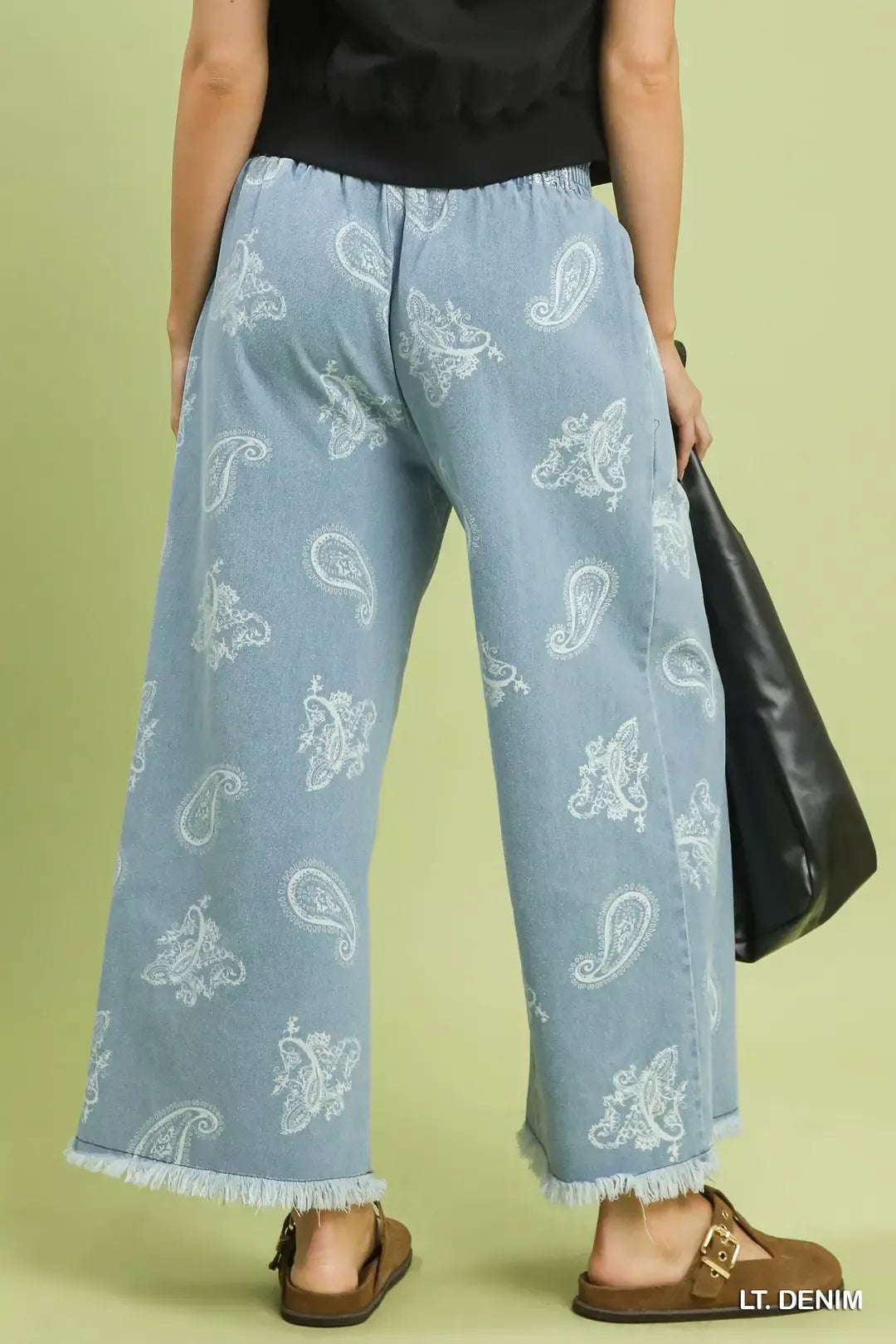 Umgee Denim Paisley Wide-Leg Pants