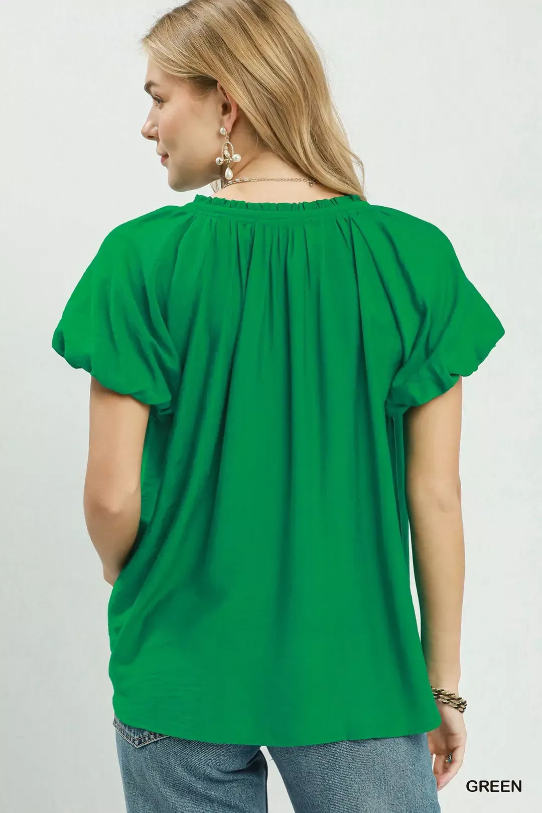Umgee Gathered V-Neck Top