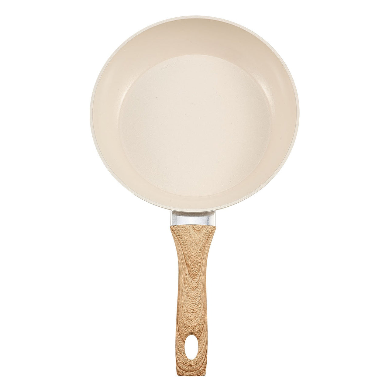 3 Piece Frying Pan Aluminum Skillet Set 8 9.5 11 in Handle Pre-Seasoned Beige