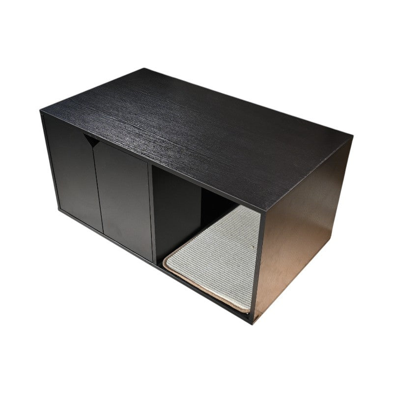 35.83' Cat Litter Box Enclosure Hidden Furniture (Scratch Pad Included), Modern Black Cat House with Corrugated Cardboard Scratching Pad - 35.83' x 20.47' x 17.05', 52 lbs