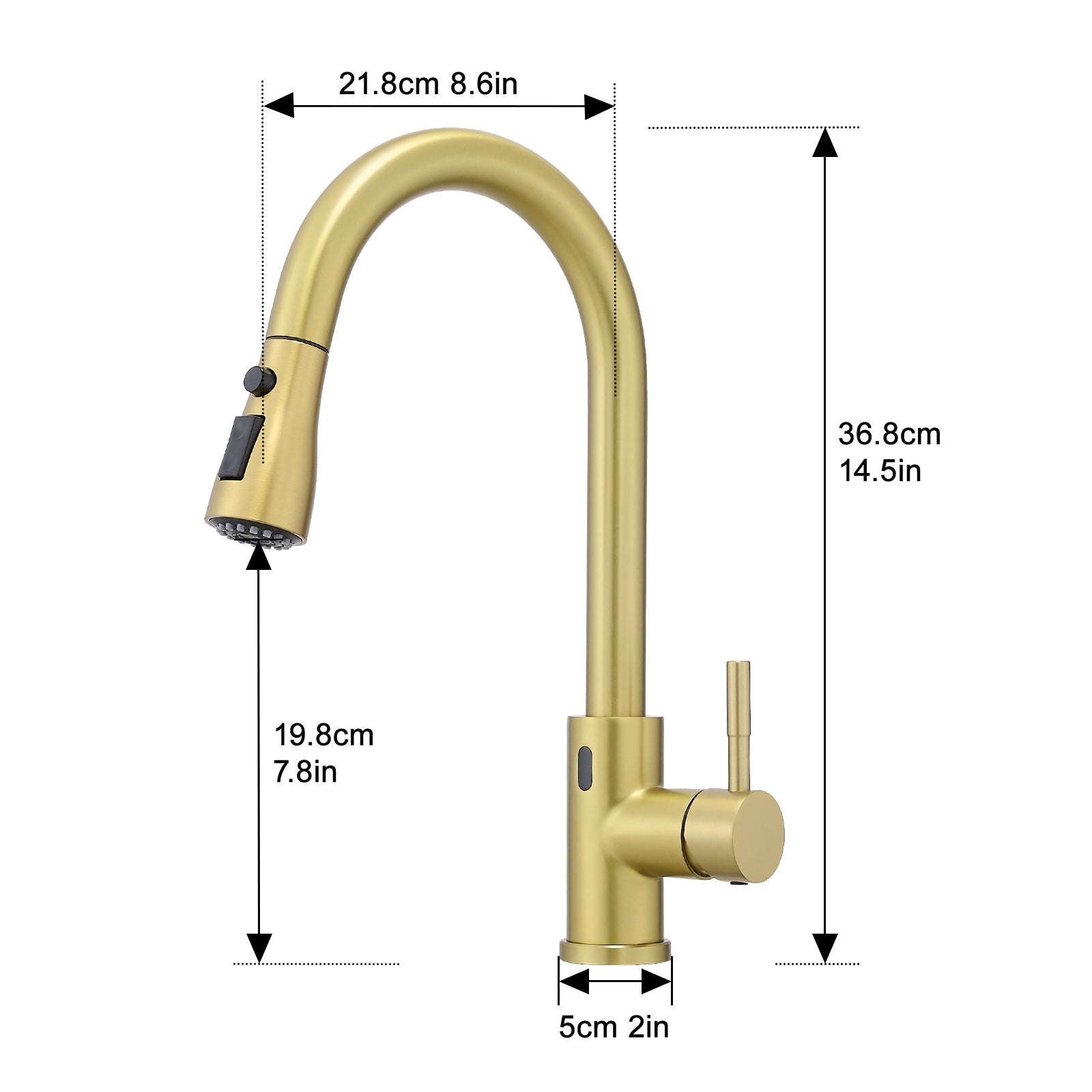 Touchless Kitchen Faucet, Hands Free Automatic Smart Kitchen Faucet, Stainless Steel Touchless Kitchen Faucet Brushed Gold