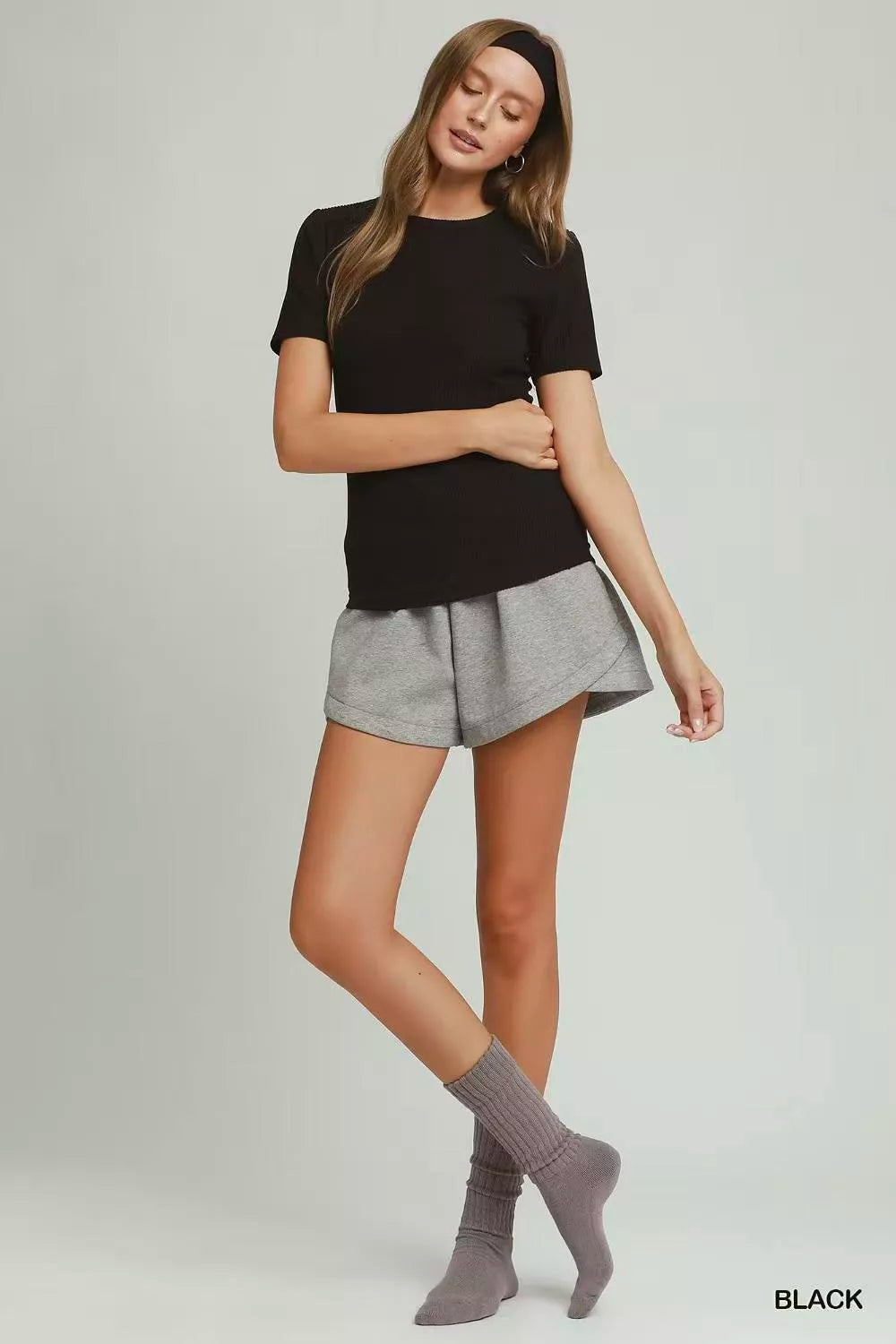 Umgee Brushed Rib Short Sleeve Top