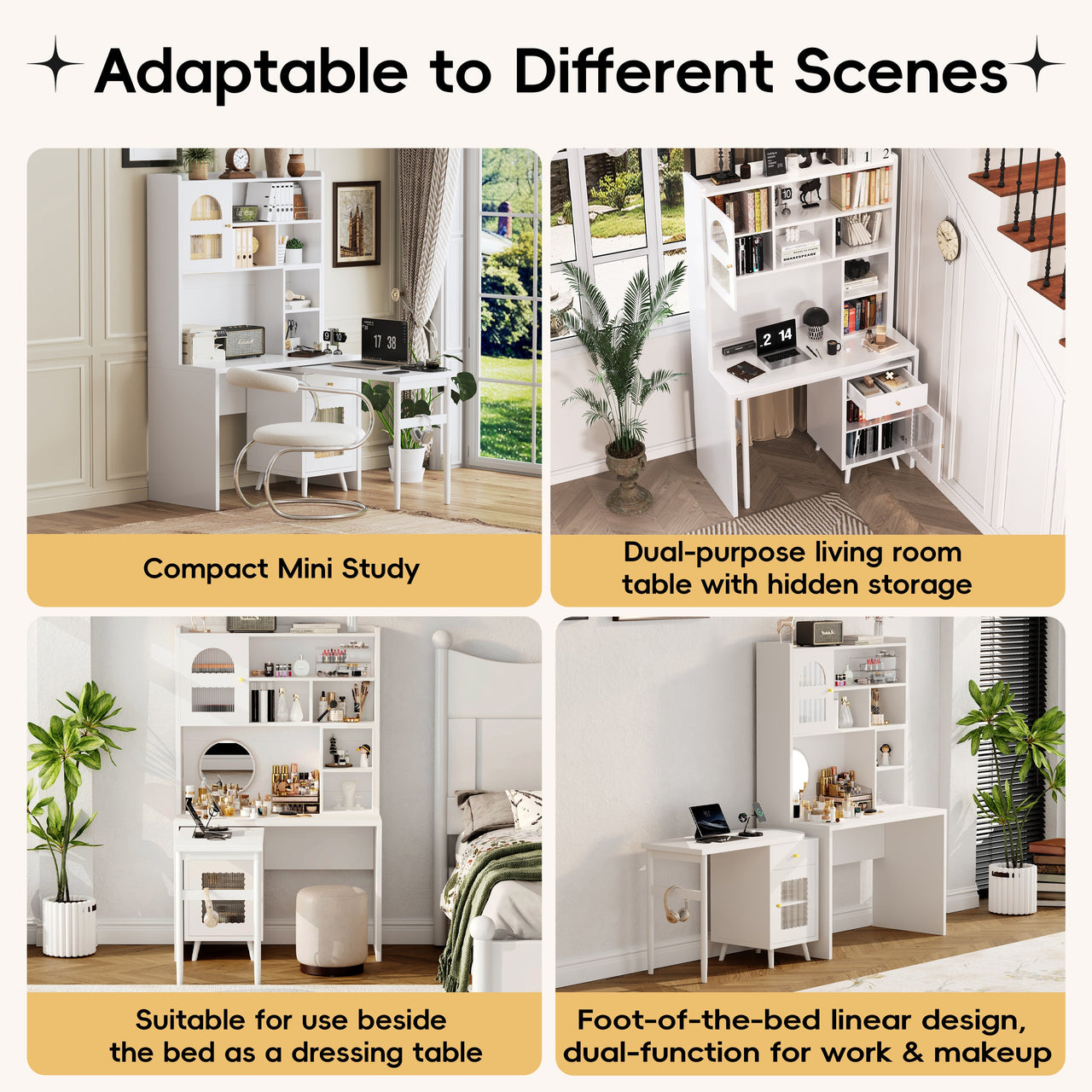Computer Desk with 90 Degree Rotating Desktop, 43x70 Inch Office Desk with Storage Drawer and Cabinets, Gaming Desk with Shelves, Writing Desk for Study, Work Desk for Home (Old SKU:N733P279101K)