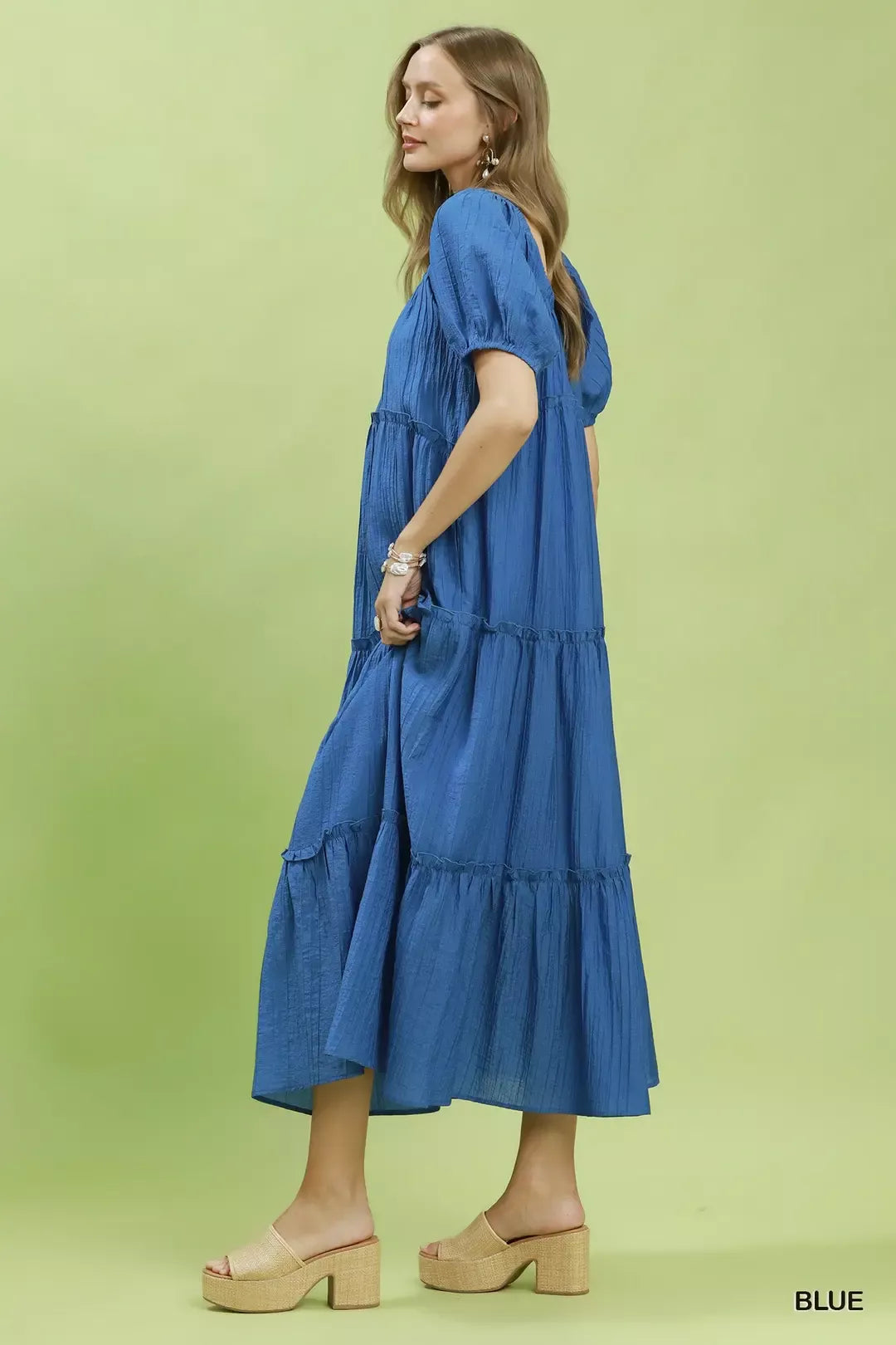 Umgee Textured Tiered Midi Dress