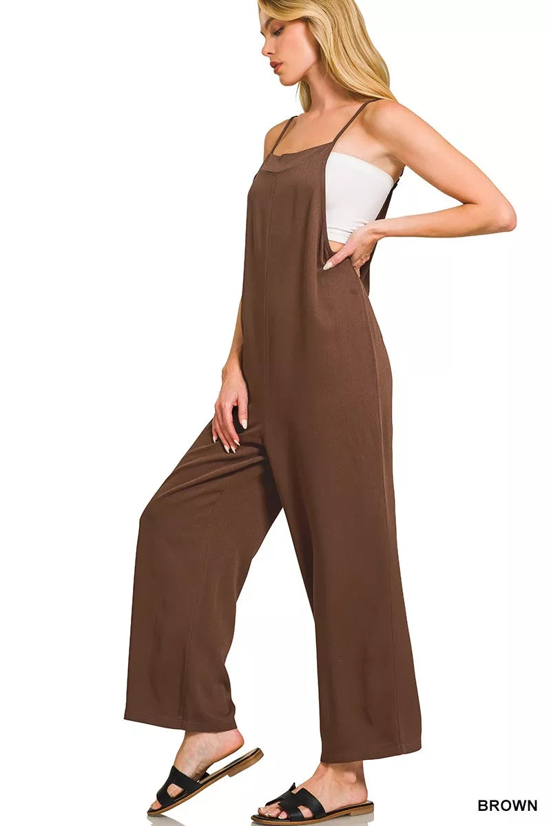 Zenana Rayon Woven Wide Leg Jumpsuit