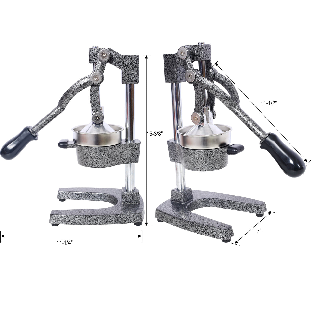 Cast Iron Citrus Juicer , Extra-Large Commercial Grade Manual Hand Press , Heavy Duty Countertop Squeezer for Fresh Orange Juice  ,grey color