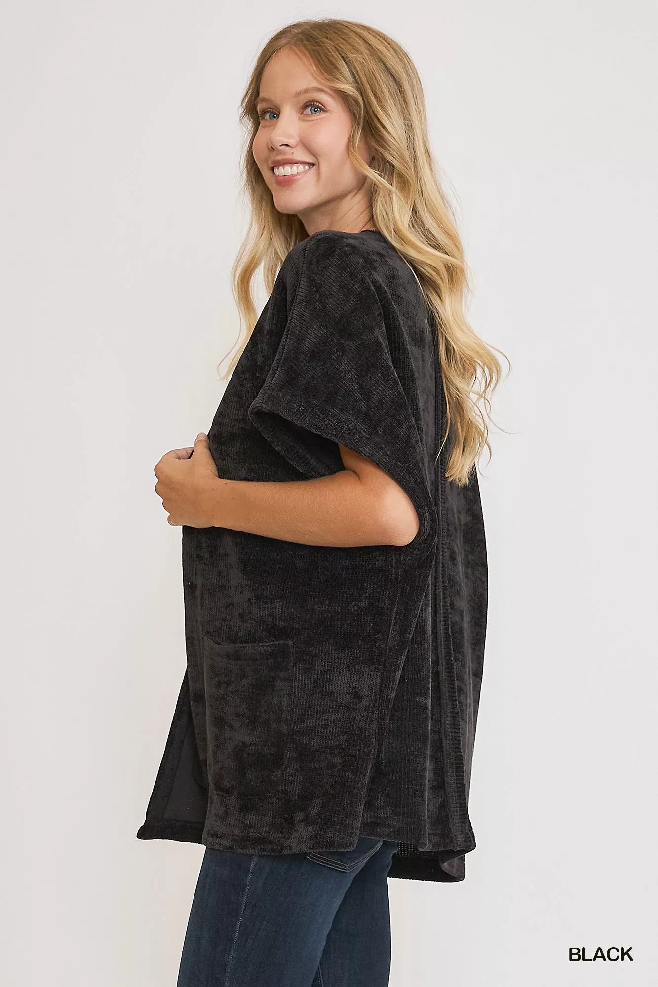 Umgee Open Front Knit Cardigan with Front Pockets