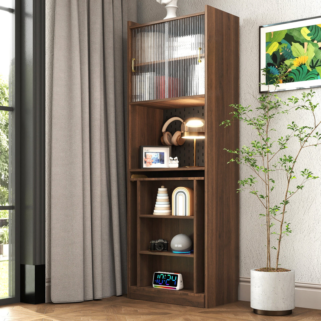 Folding Desk with Storage, Space-Saving Foldable Computer Desk for Small Spaces, Writing Study Table for Home Office, Bedroom, Dorm, Apartment