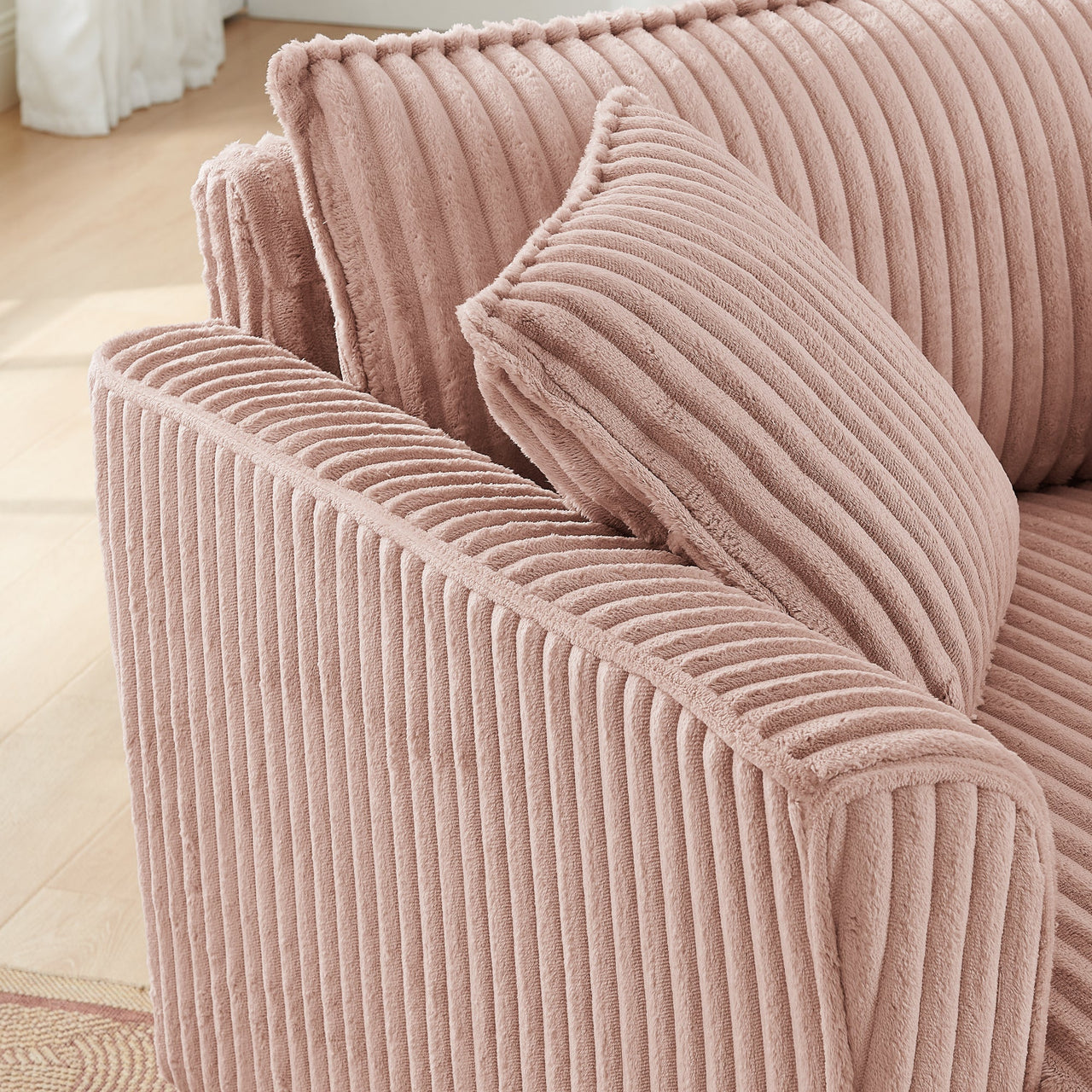 Lazy sofa chair, comfortable single-person sofa chair, with a backrest and soft seat cushion, having armrests on both sides, suitable for living room and bedroom - Pink
