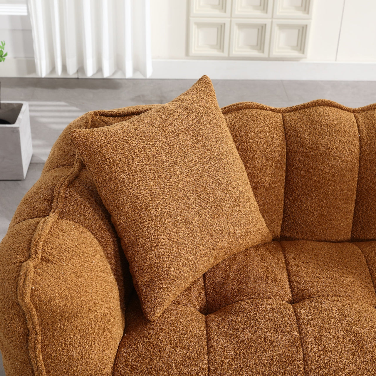 Cozy Beanbag Chair with High Resilience Foam Core for Two - Yellow Chenille, 66x35x25 inches
