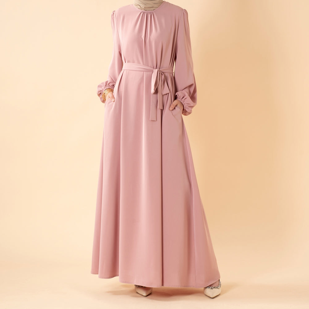 Candy Color Pleated Abaya | Must-have Essential Basic Dress (MA142)