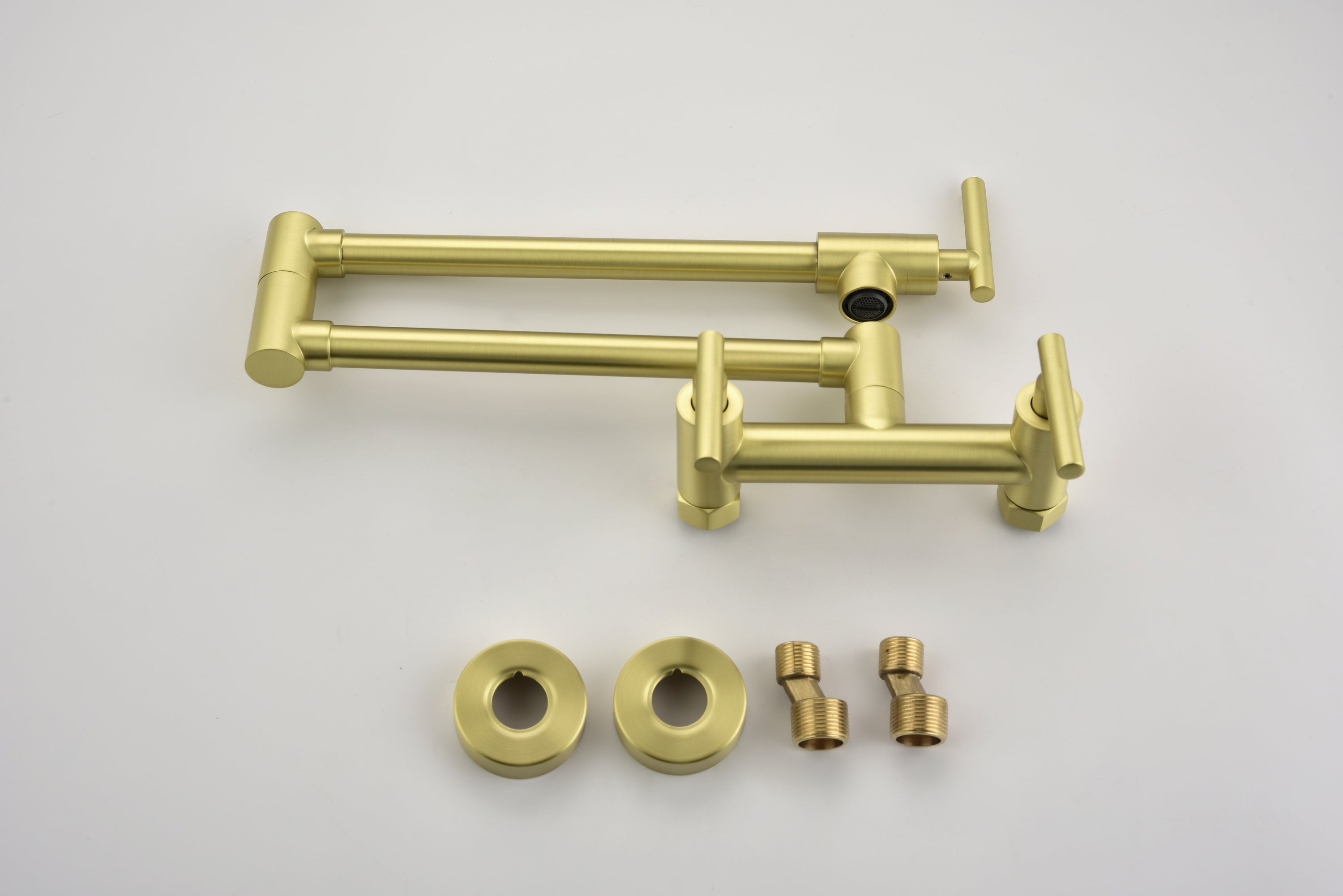 Pot Filler Faucets Both Hot Cold Water Wall Faucet Brass Faucets Kitchen Folding Kitchen Faucets Commercial Sink Faucet 3 Handles 2 Holes Joint Swing Arm Faucets