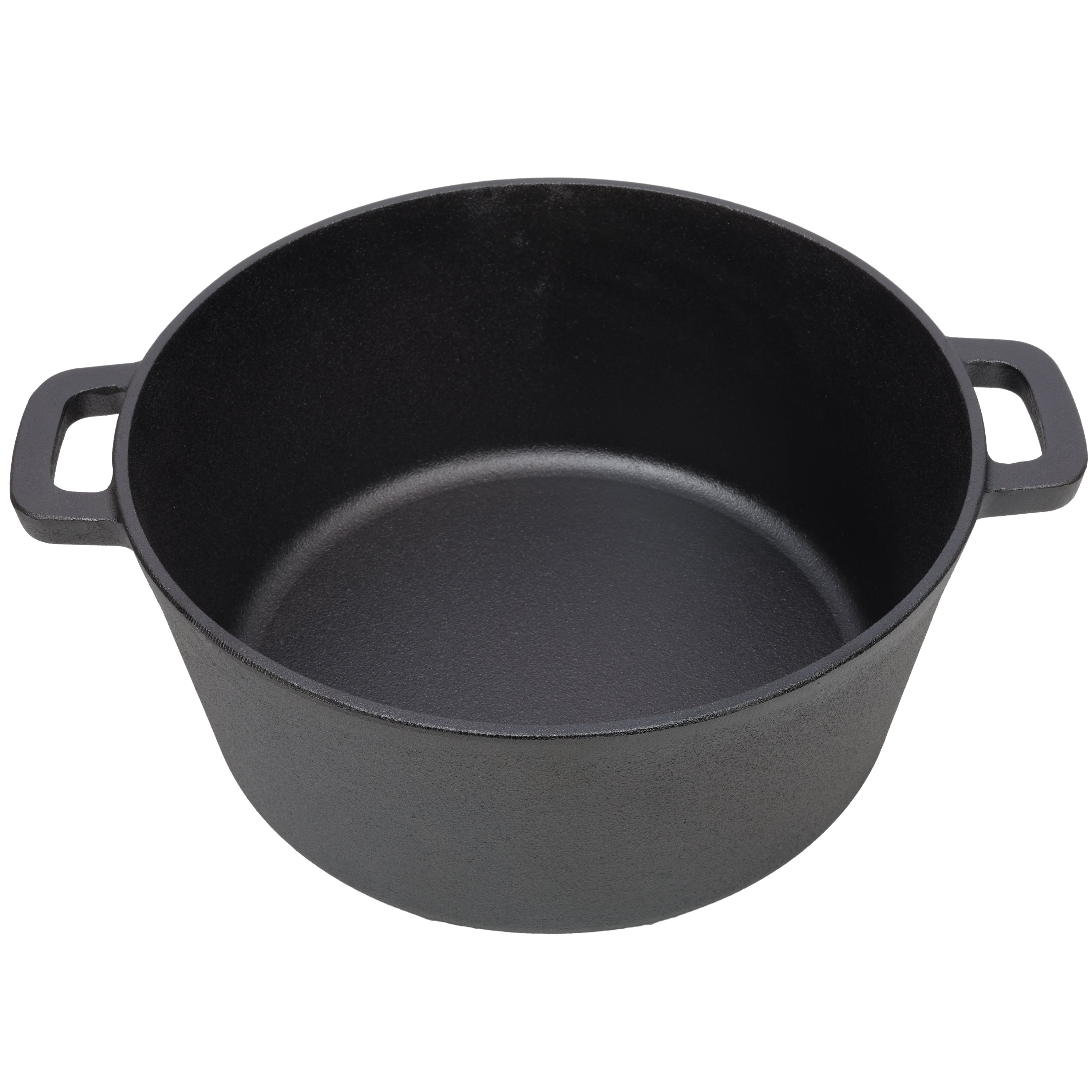 3 in 1 Pre-Seasoned Cast Iron Dutch Oven, Outdoor Camping Deep Pot, 5 Quart. Cover As A Skillet with Ribbed Bottom Design. With 2pcs Silicone Handel Covers, 1PC Lid Lifter.