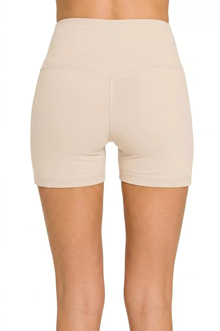 Zenana Brushed Microfiber Wide Waistband Biker Shorts
