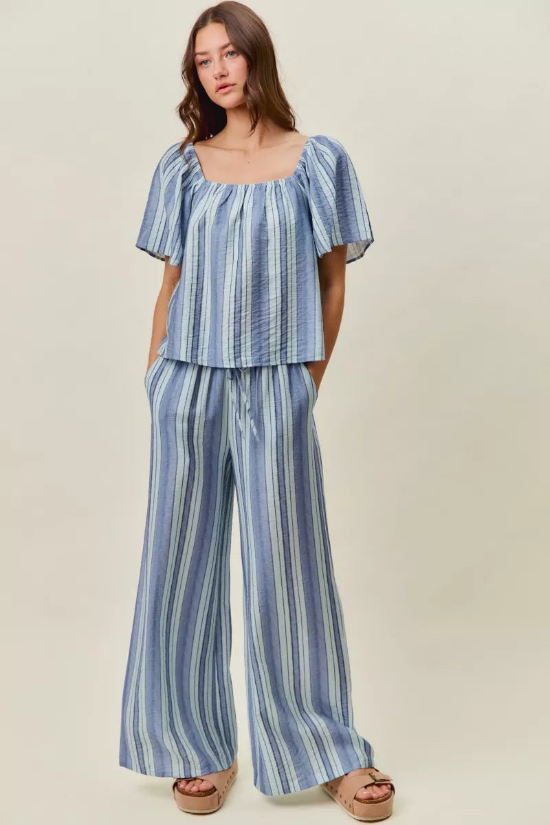 SO ME Stripe Wide Leg Pull On Pants
