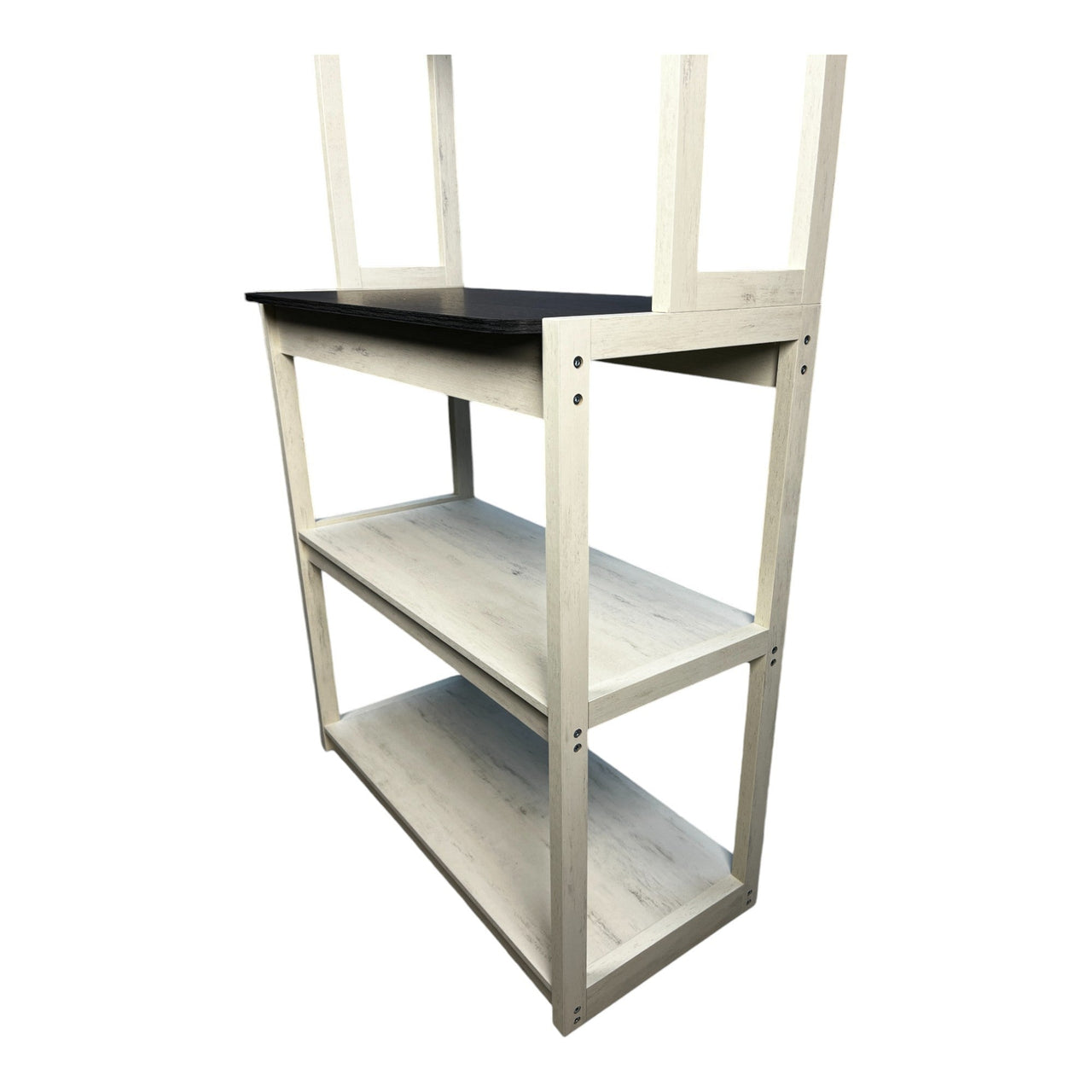 31.5' White and Black color 5-Tier Bakers Rack for Kitchen with Storage, Coffee Bar, Kitchen Shelves,  Microwave Stand