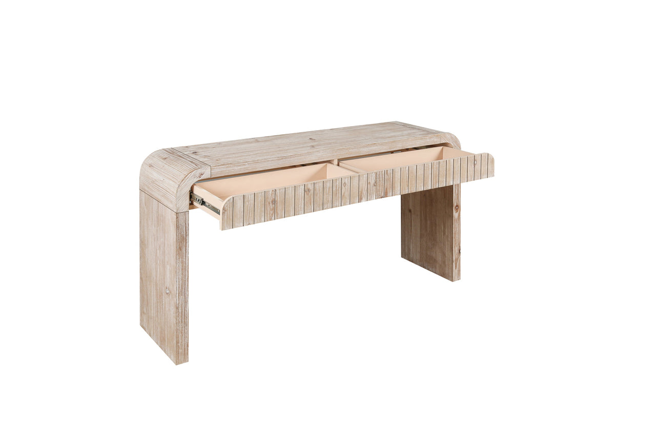 59'' Vintage Crafted Entryway Table,Two Hidden Handle Drawers,Farmhouse Console Table ,Easy Assembly,for Entrance & Dinning Room & Living Room & Hallway (Natural Wood)