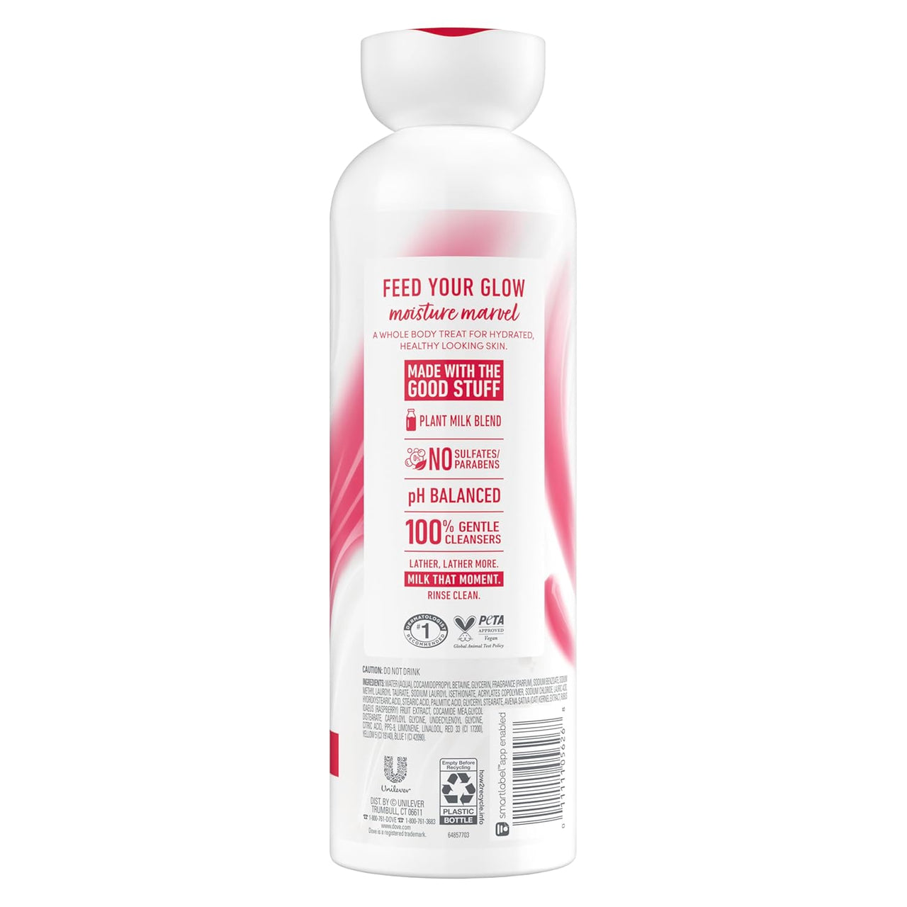 Dove Plant Milk Cleansing Body Wash Oat Milk & Berry Brulee for Moisturized Skin Gentle Cleanser, No Sulfate or Parabens, pH balanced 17.5 fl oz