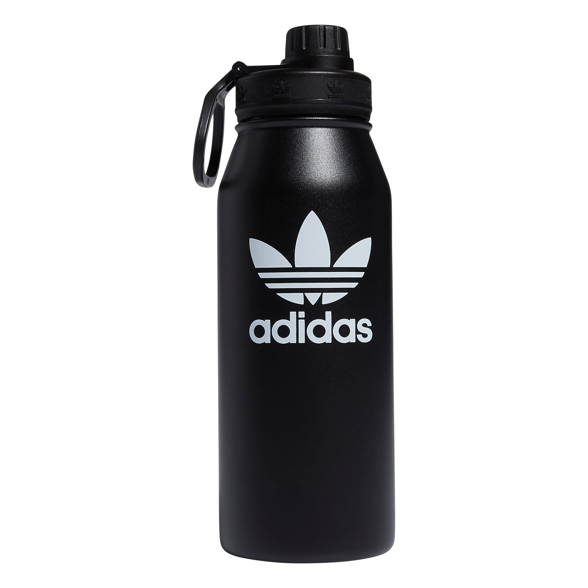 adidas Originals 1 Liter (32 Oz) Metal Water Bottle Hot/Cold Double-Walled Insulated 18/8 Stainless Steel Black/White One Size
