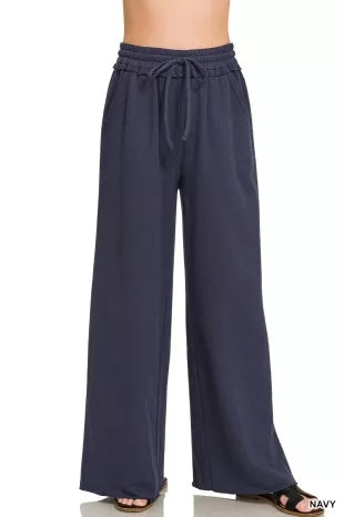 Zenana French Terry Wide Leg Sweatpants