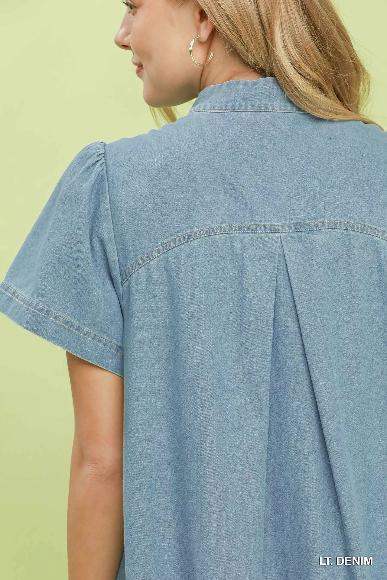 Umgee Ruffle Hem Mini Denim Dress