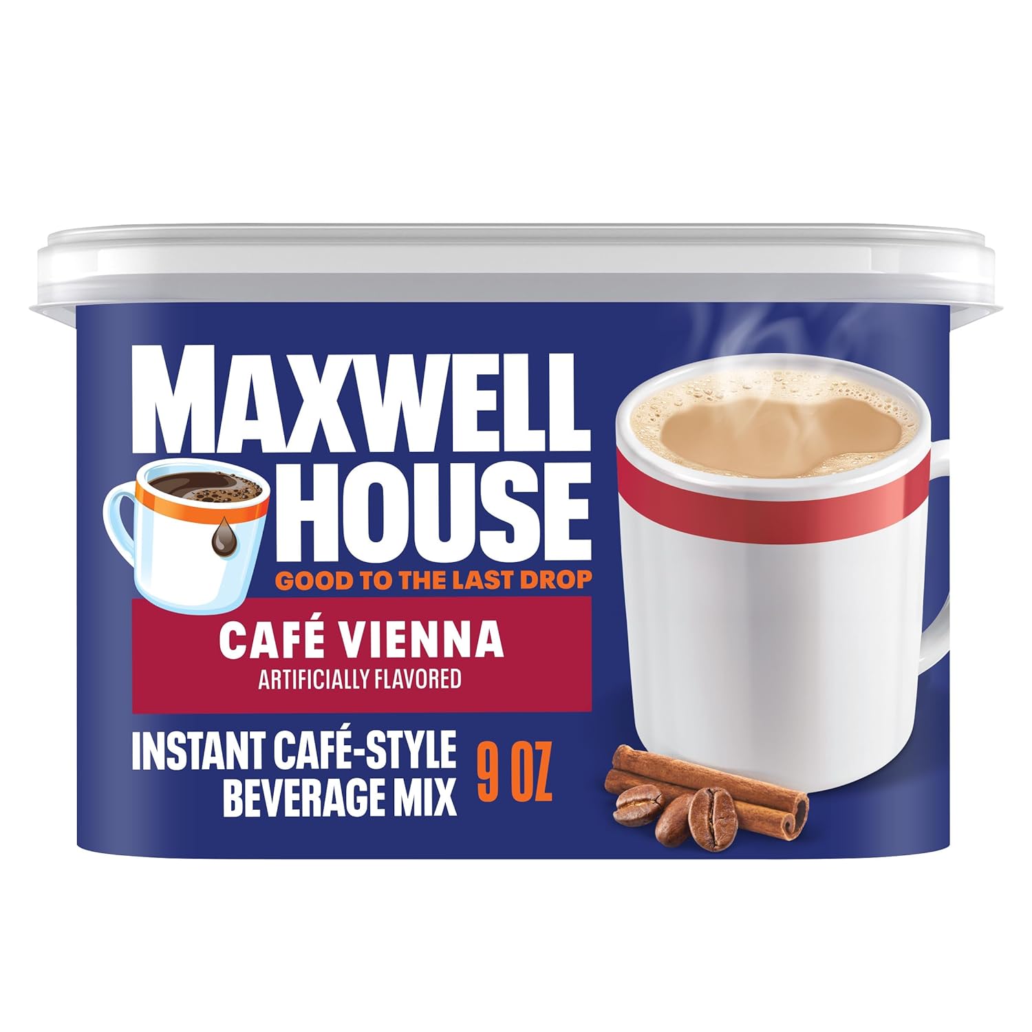 Maxwell House Instant Cafe-Style Beverage Mix, Easy to Prepare, 1 Canister, for Quick Morning Coffee or Afternoon Treat, Cafe Vienna, Kosher Dairy, 9 oz