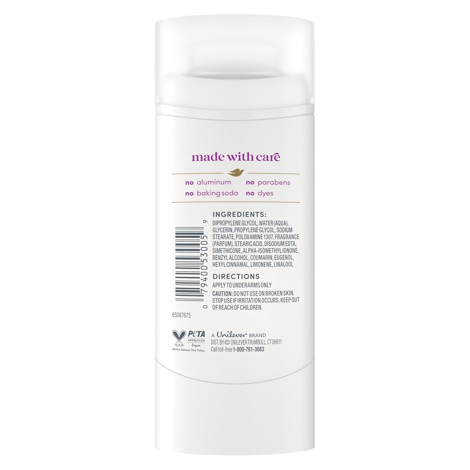 Dove Deodorant Stick for 72 Hour Odor Protection Coconut & Pink Jasmine Aluminum Free 2.4 oz