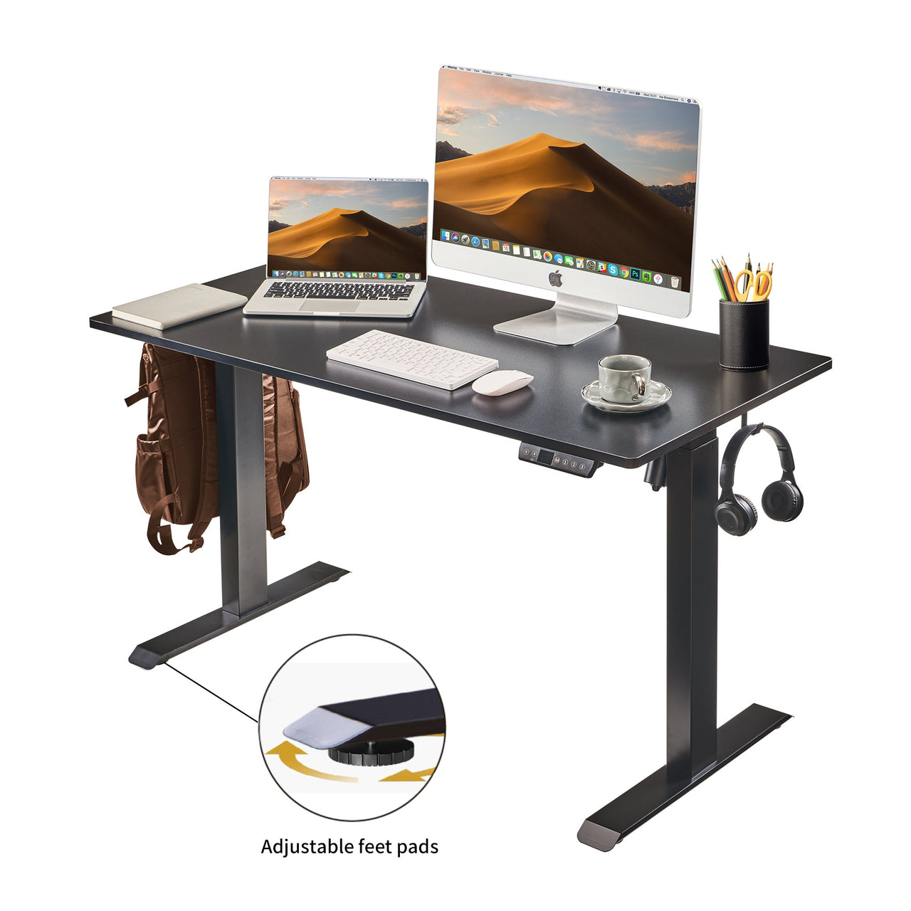 Electric Standing Desk, Adjustable Height Stand up Desk, 24x48 Inches Sit Stand Home Office Desk,Black Frame/Black Top