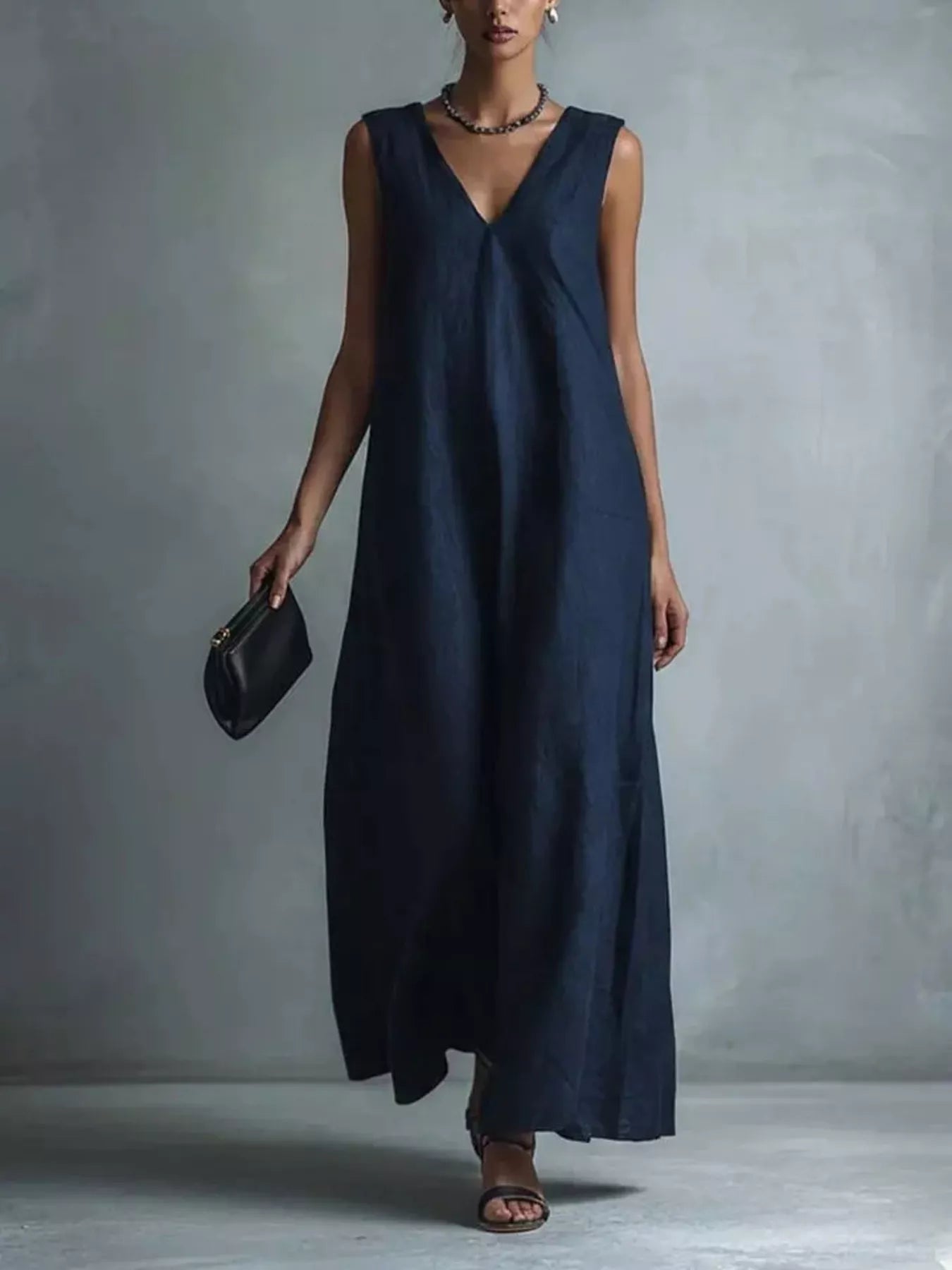 Full Size V-Neck Sleeveless Maxi Dress Plus Size