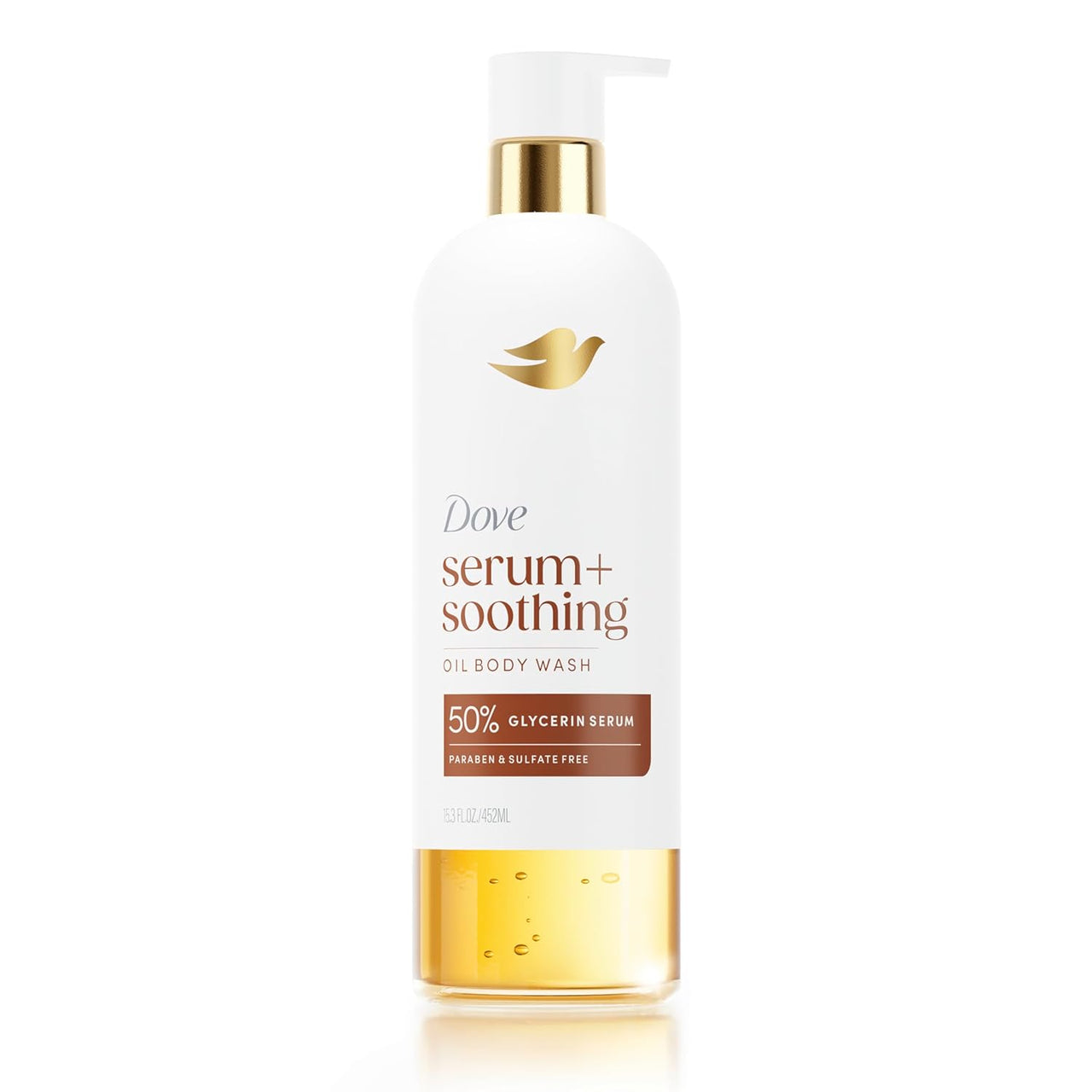 Dove Shower Oil Body Wash with Glycerin Serum, Almond Oil & Sandalwood, Hydrating & Soothing Cleanser for Dry Skin, 15.3 fl oz