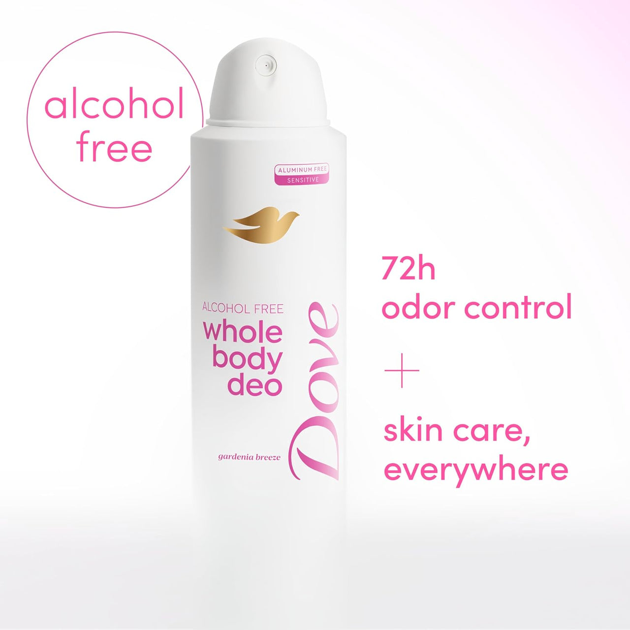 Dove Whole Body Deo Alcohol Free Deodorant Spray for Women Gardenia Breeze 4 oz