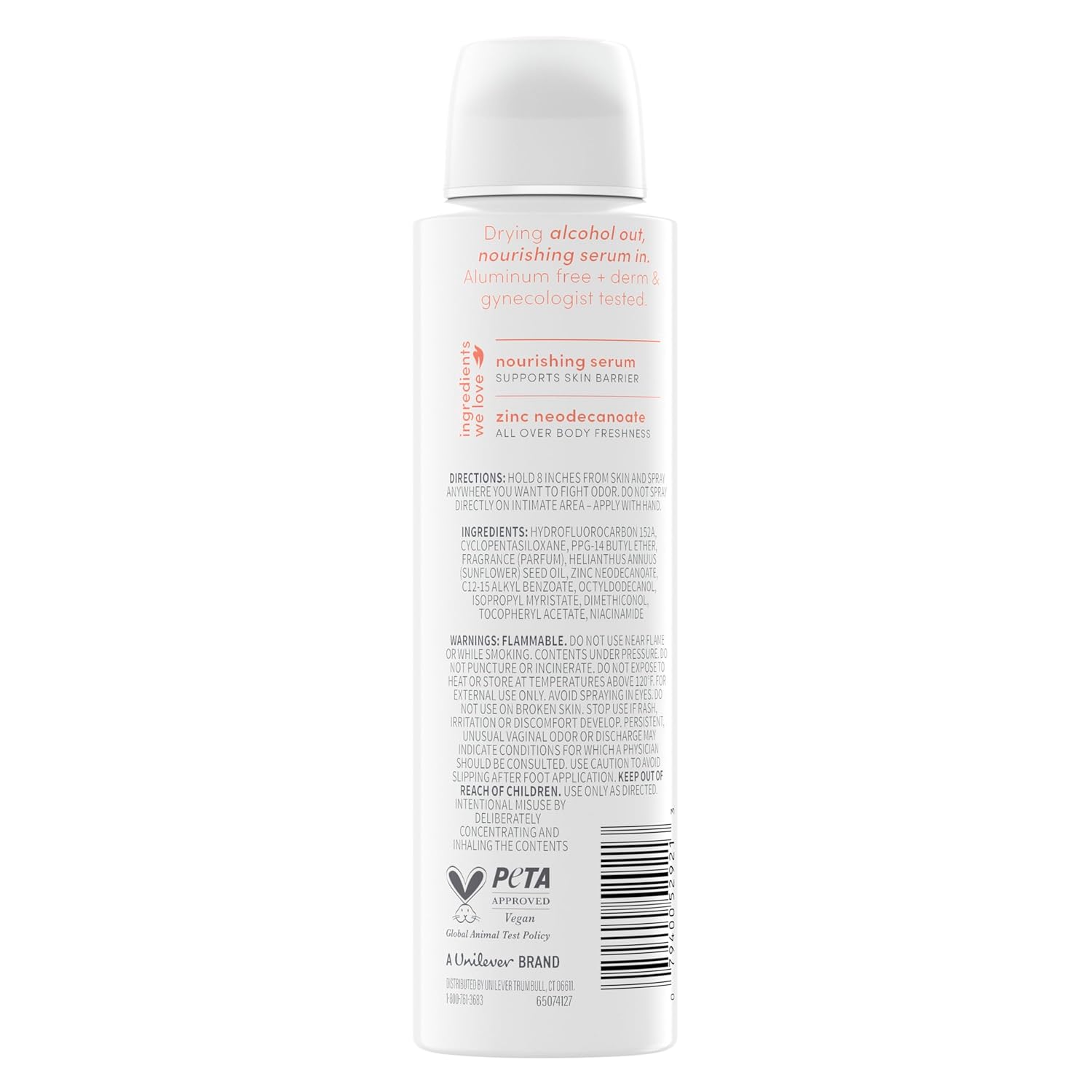 Dove Whole Body Deo Alcohol Free Deodorant Spray for Women 72-hour odor control Peach Glow 4 oz