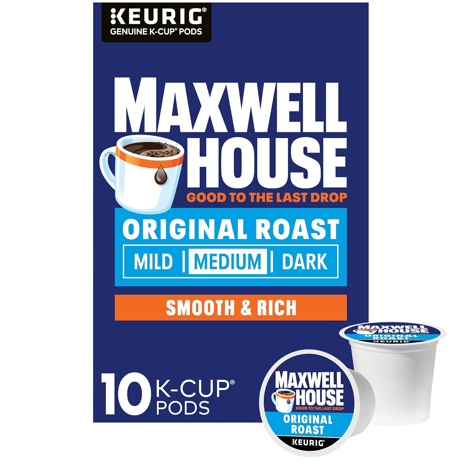 Maxwell House Original Roast Medium Roast K-Cup Coffee Pods, 10 ct Box