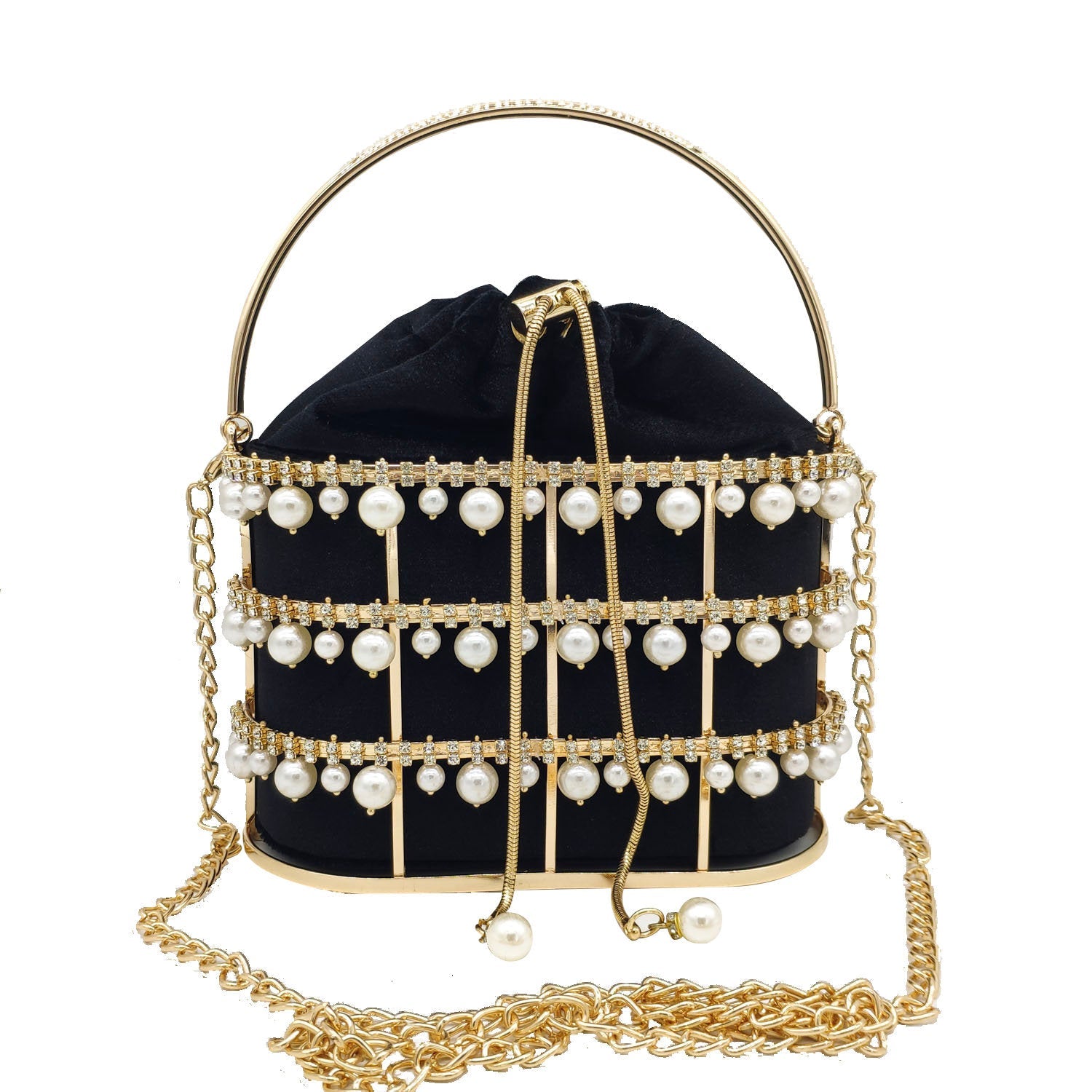 Pearl Rhinestone Bucket Bag (See size chart where applicable)