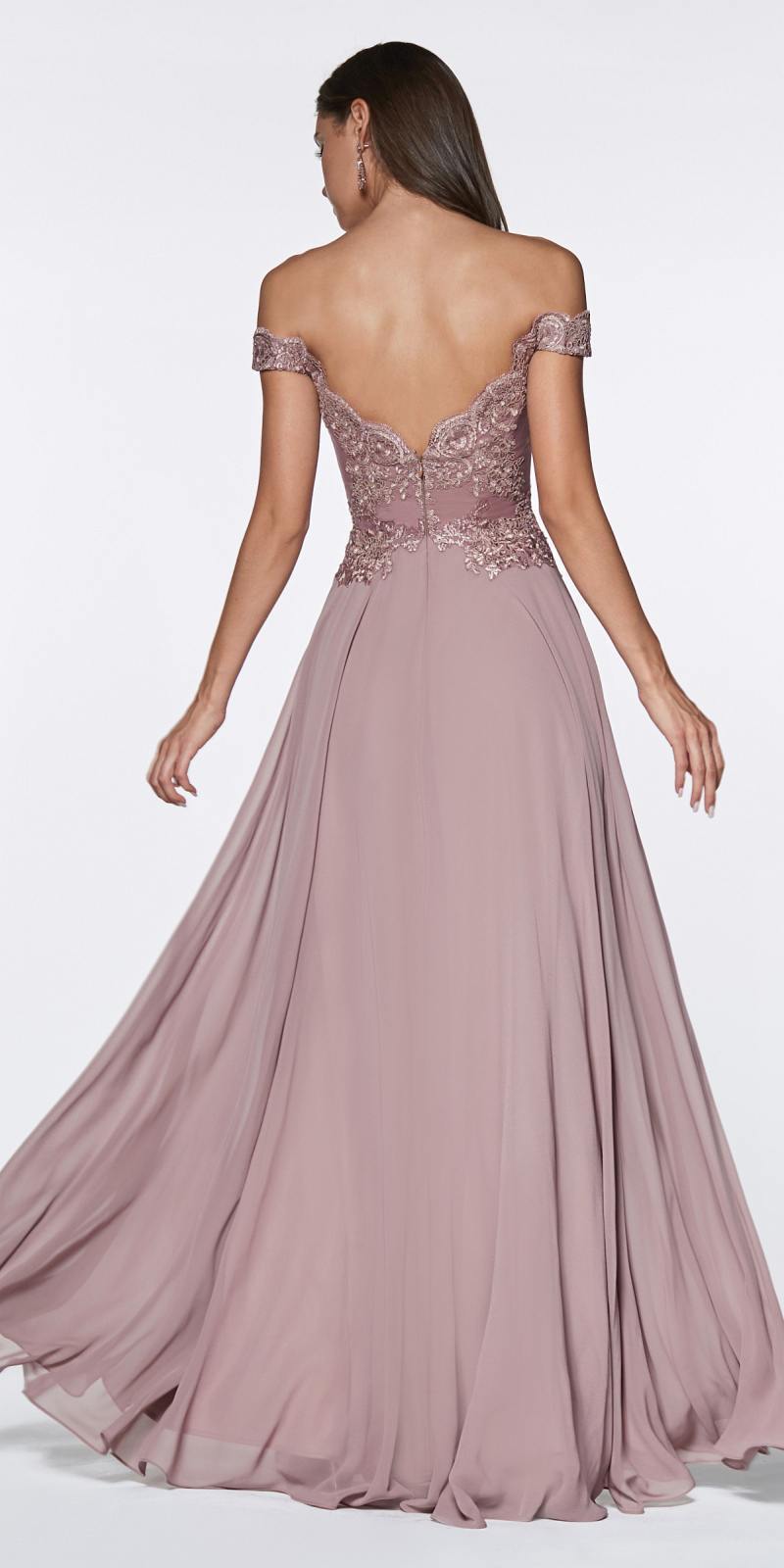 Cinderella Divine 7258W Off The Shoulder Long  Gown